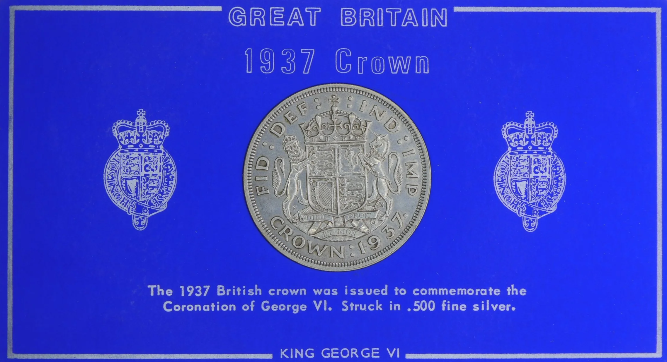 Card containing 1937 King George VI Coronation Commemorative Crown front
