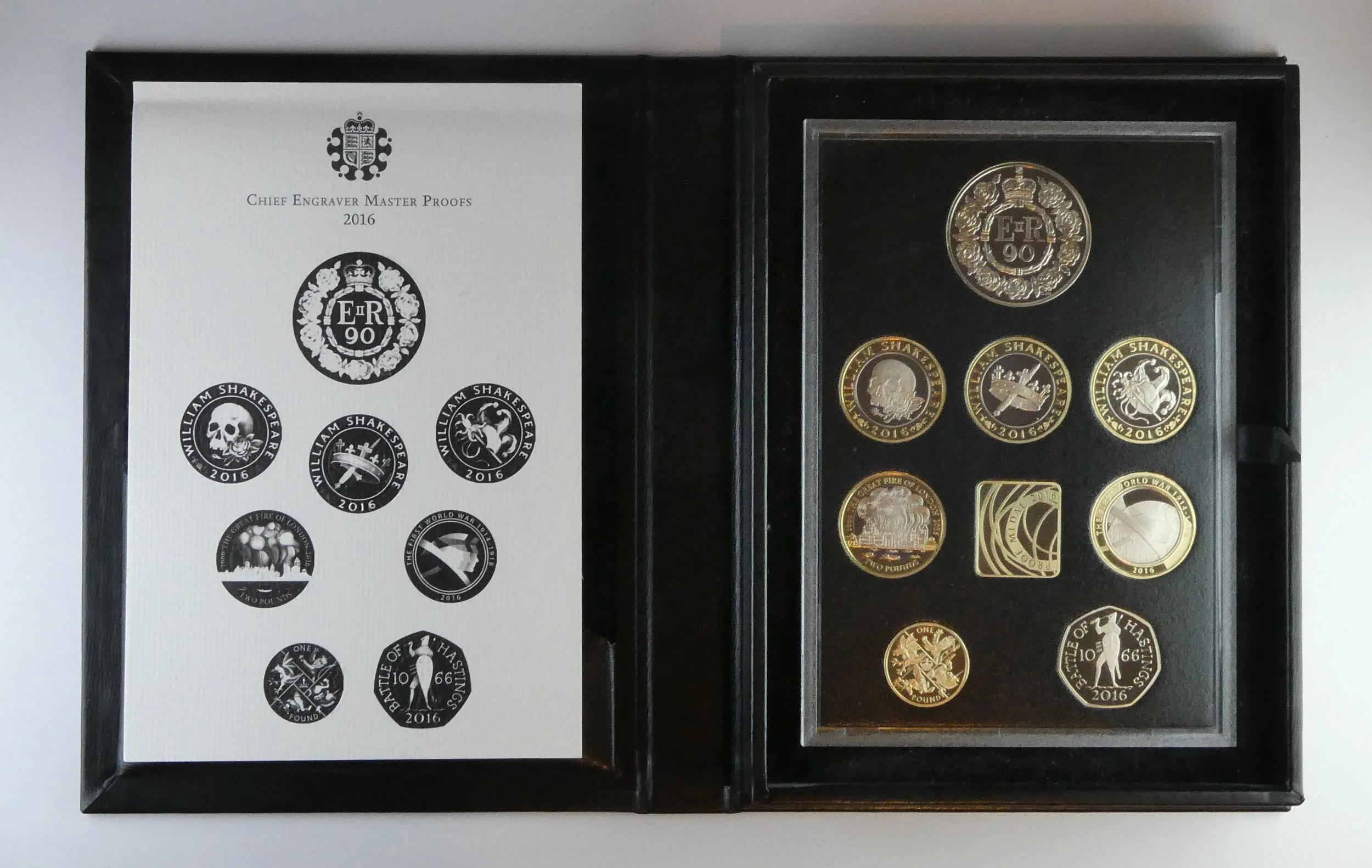 Royal Mint Commemorative Proof Set 2016 with card showing contents
