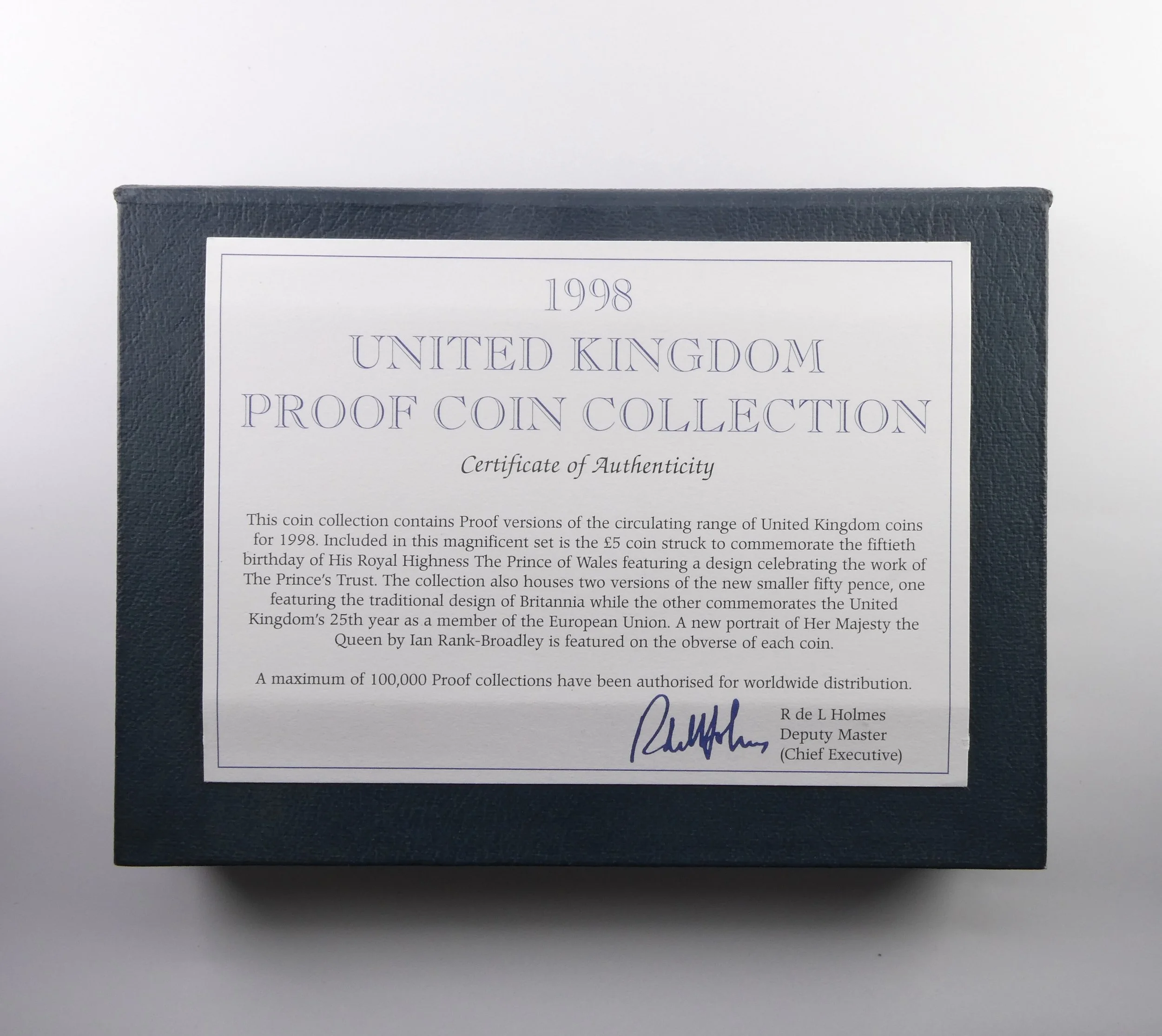 Royal Mint Commemorative Proof Set 1998 certificate of authenticity