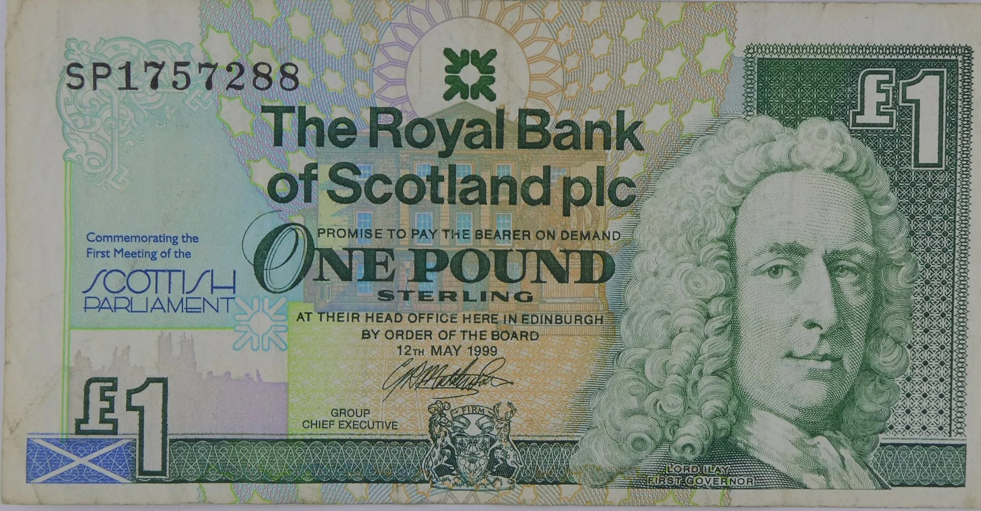 Royal Bank of Scotland One Pound Note Scottish Parliament