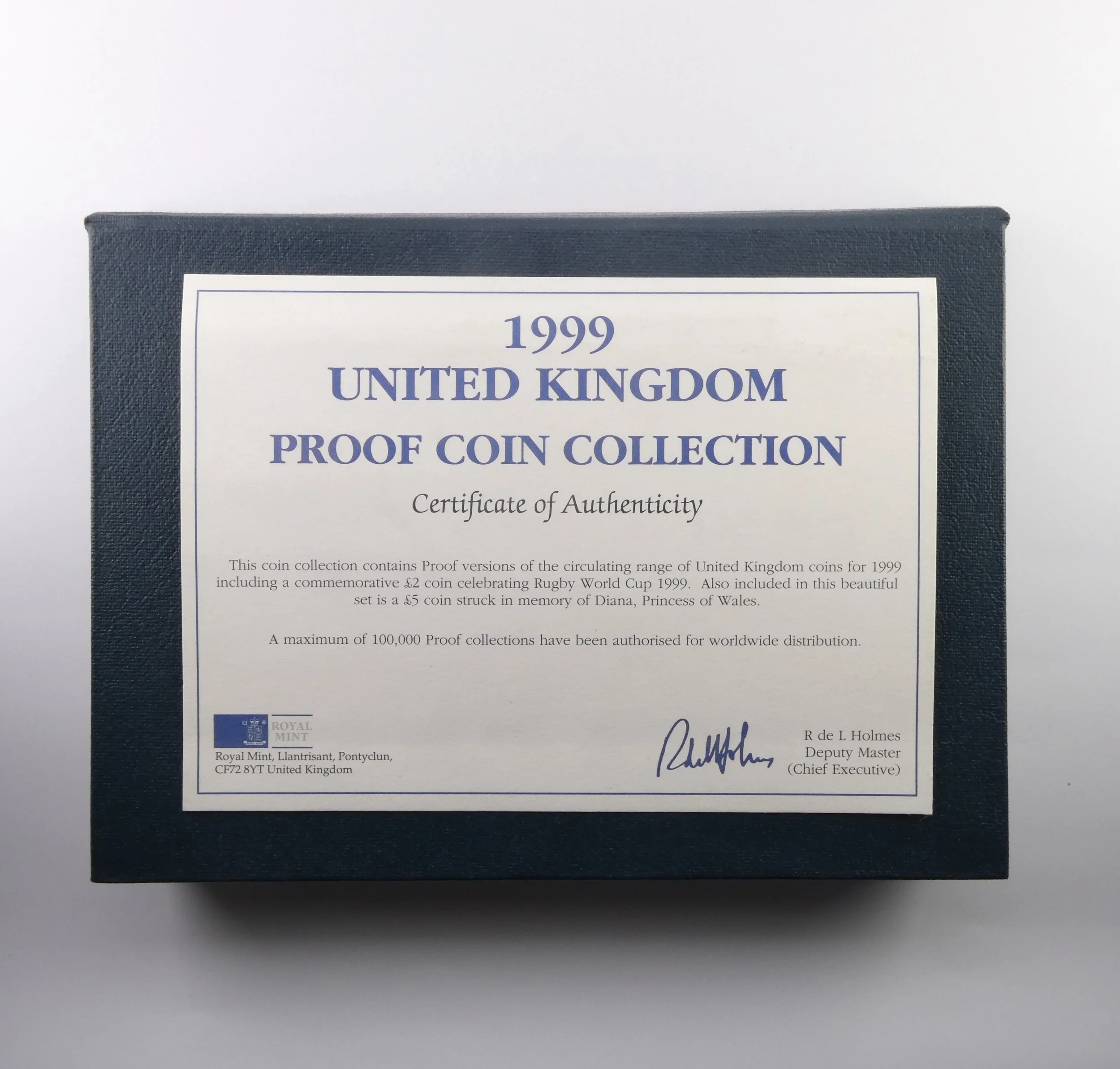 Royal Mint Commemorative Proof Set 1999 certificate of authenticity