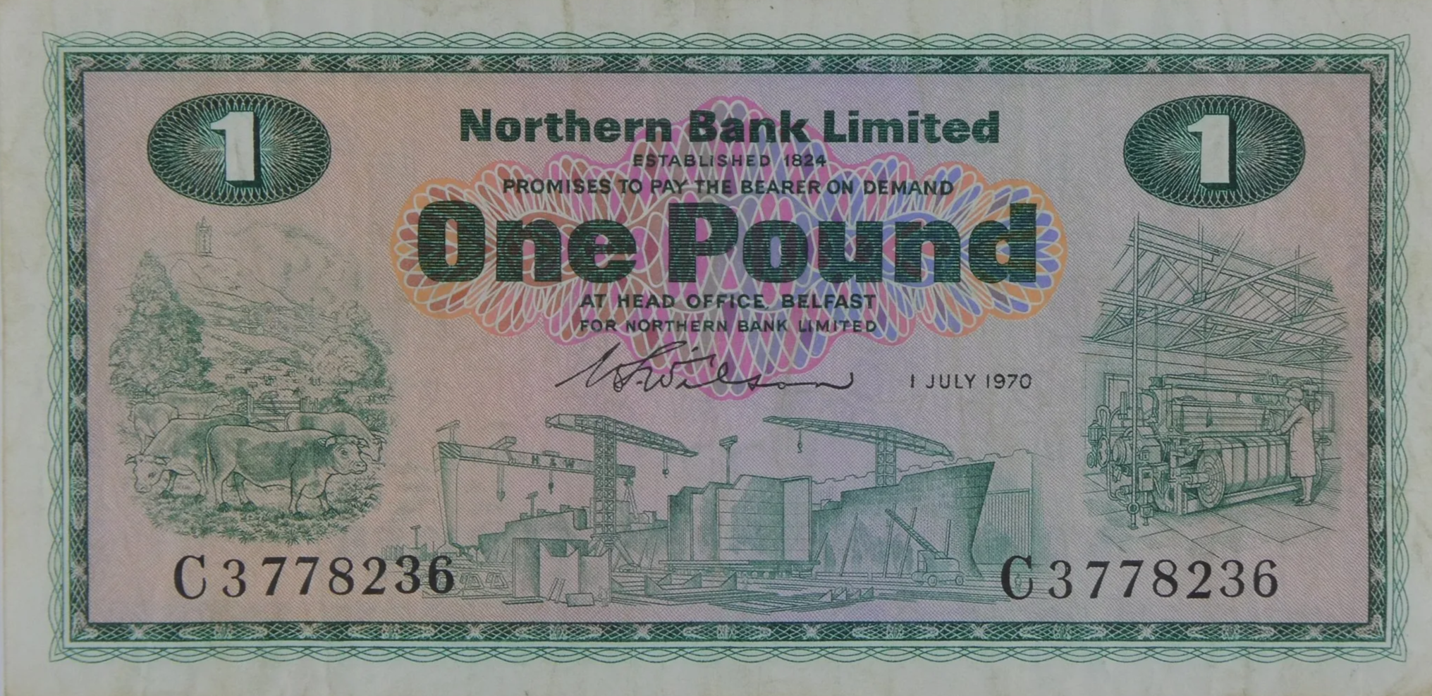 Northern Bank of Ulster Limited 1970 £1 Note