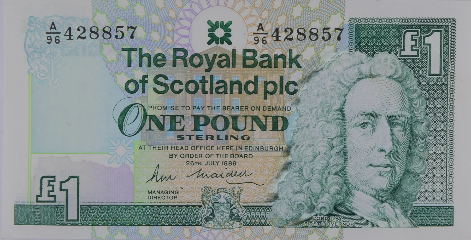 Royal Bank of Scotland 1989 One Pound Note Uncirculated