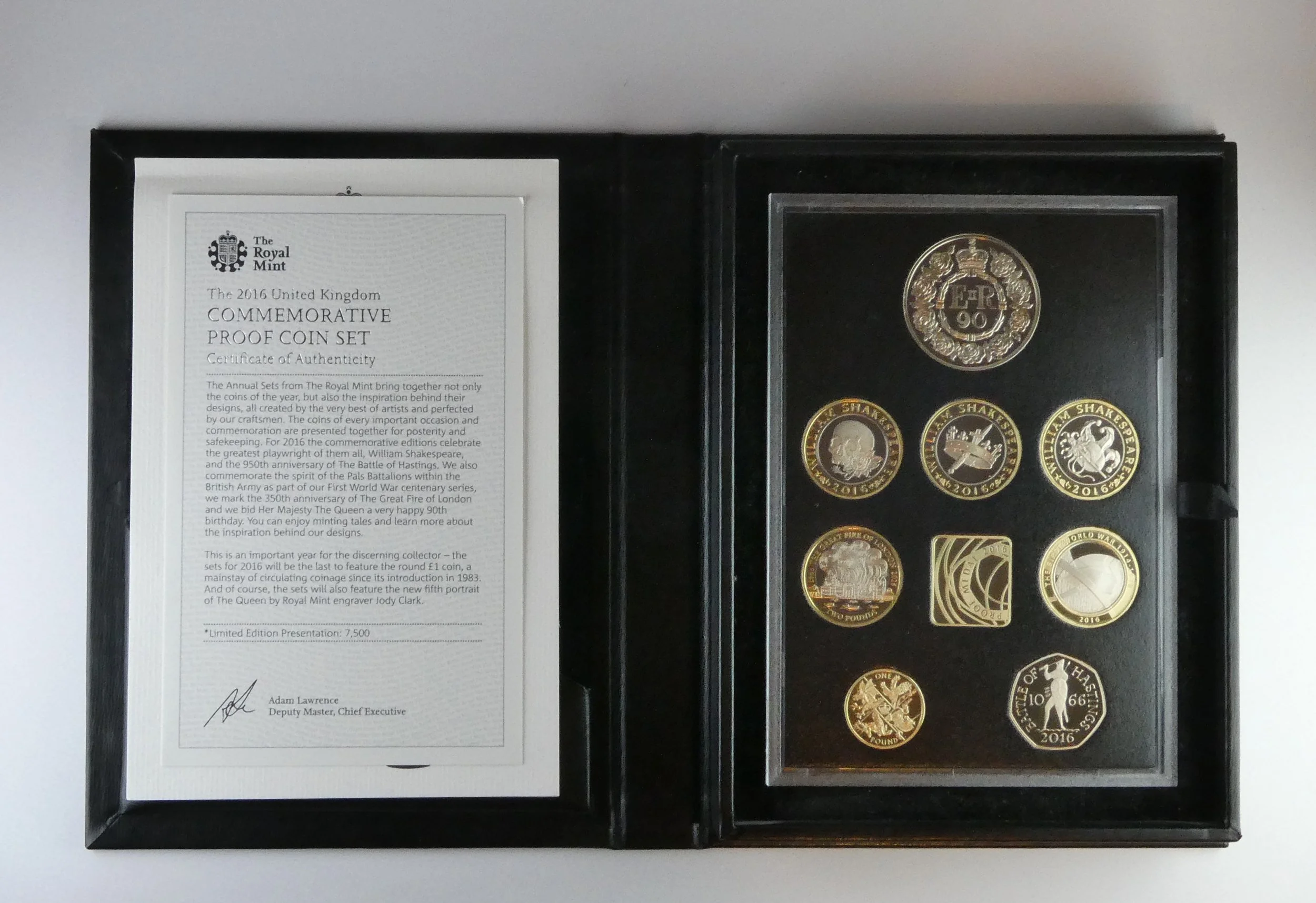 Royal Mint Commemorative Proof Set 2016 with certificate of authenticity