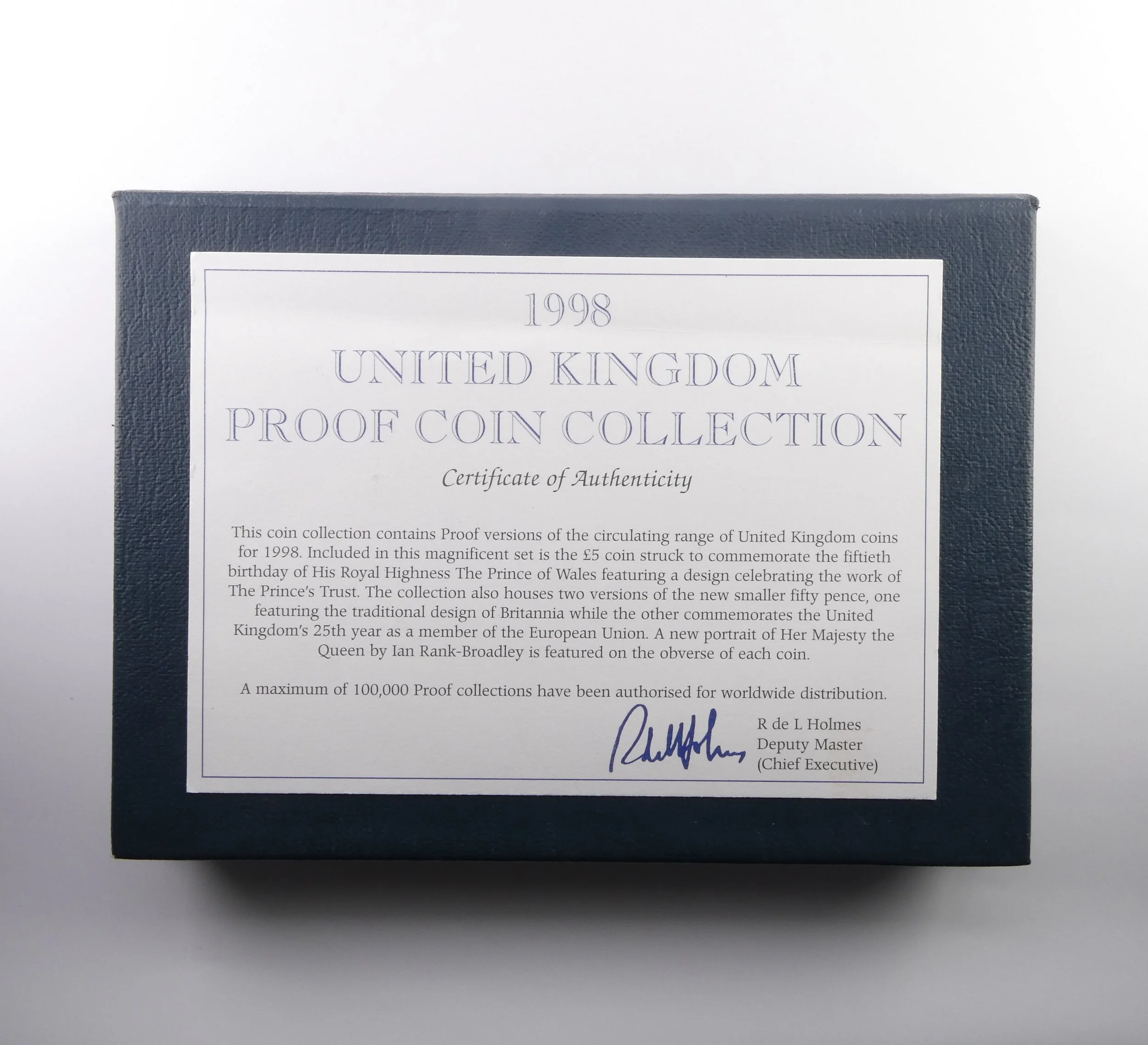 Royal Mint Commemorative Proof Set 1998 certificate of authenticity