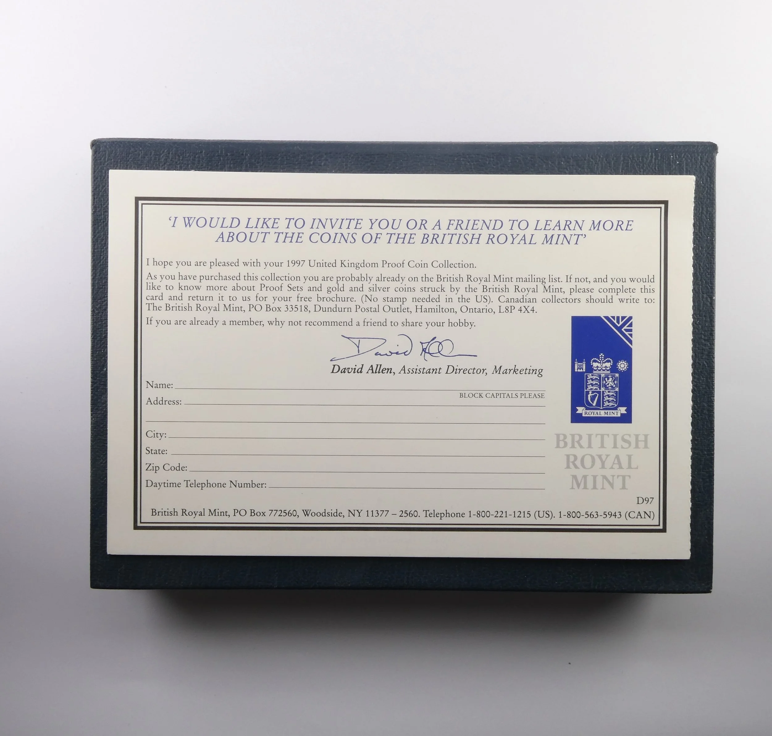 Royal Mint Commemorative Proof Set 1997 contact details