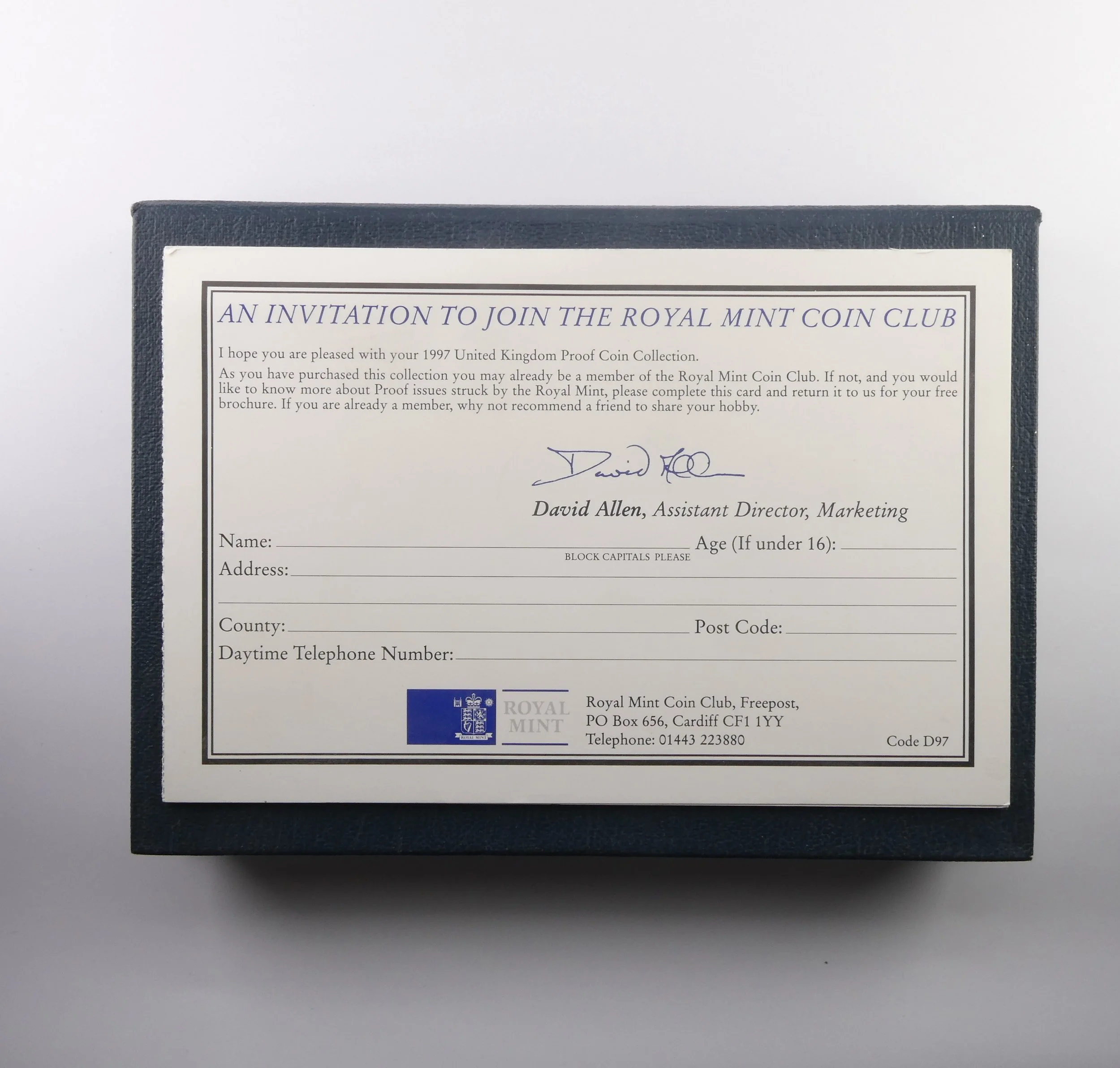 Royal Mint Commemorative Proof Set 1997 invitation