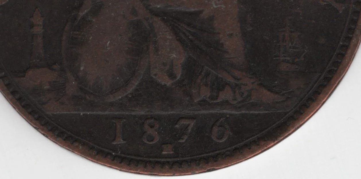 1876 Penny Heaton close up date and mint mark