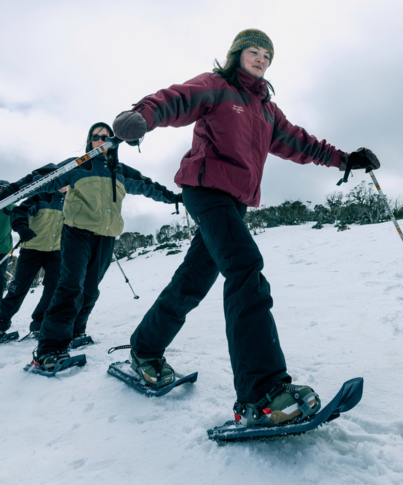 Students snowshoeing through the alpine environment on a Venture Outdoors Co. trip.