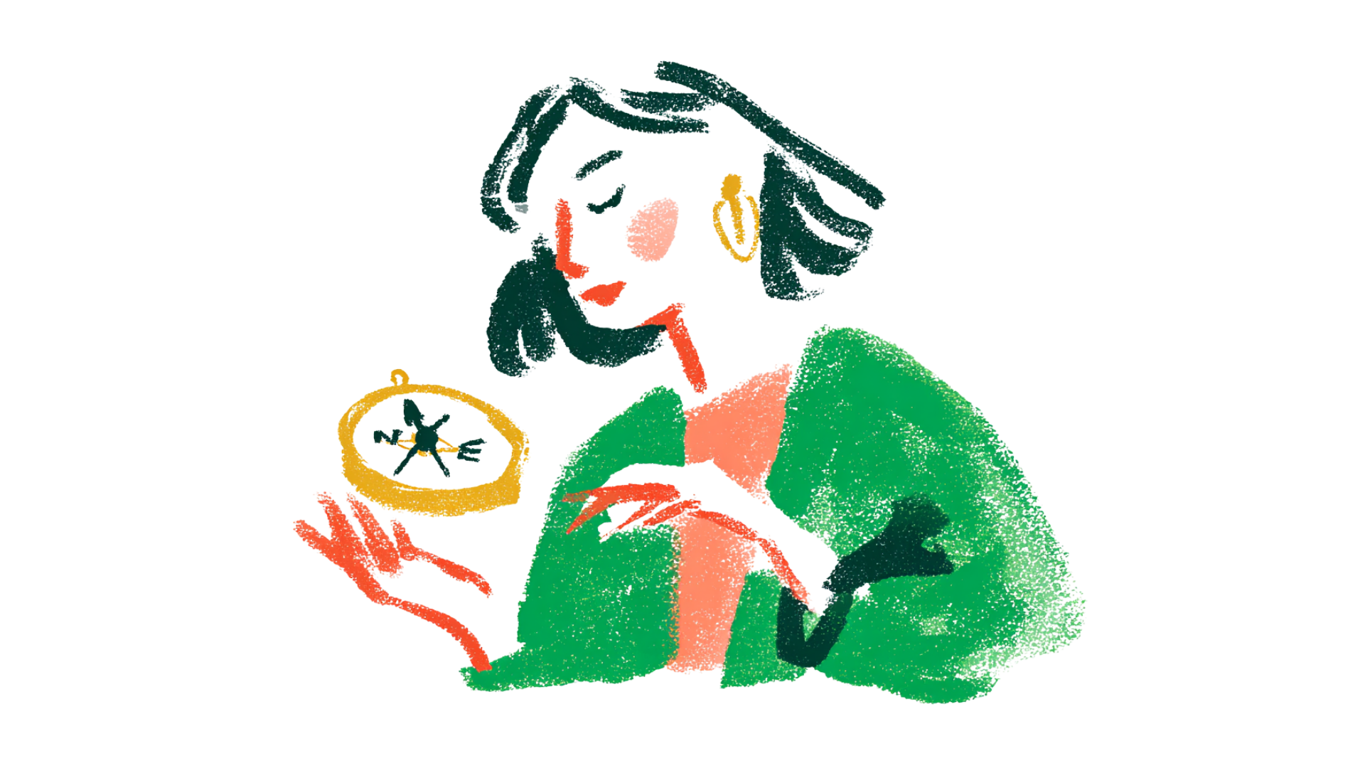 A person sitting on the ground with their hands extended towards a small, floating figure of a person in a yellow circle.
