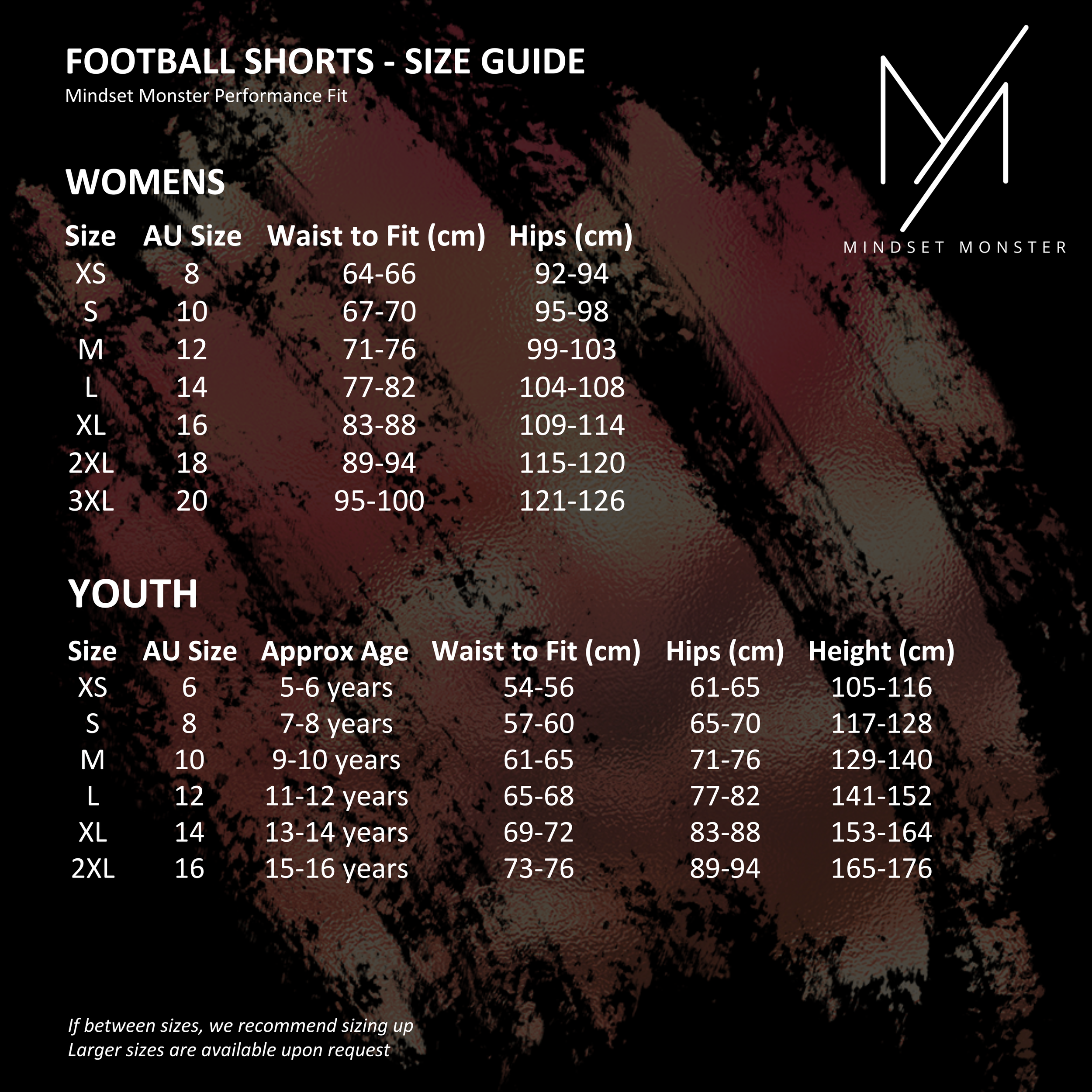 Football Shorts Size Chart - Womens & Youth.png