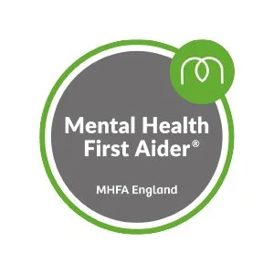 Mental Health First Aider certification logo from MHFA England