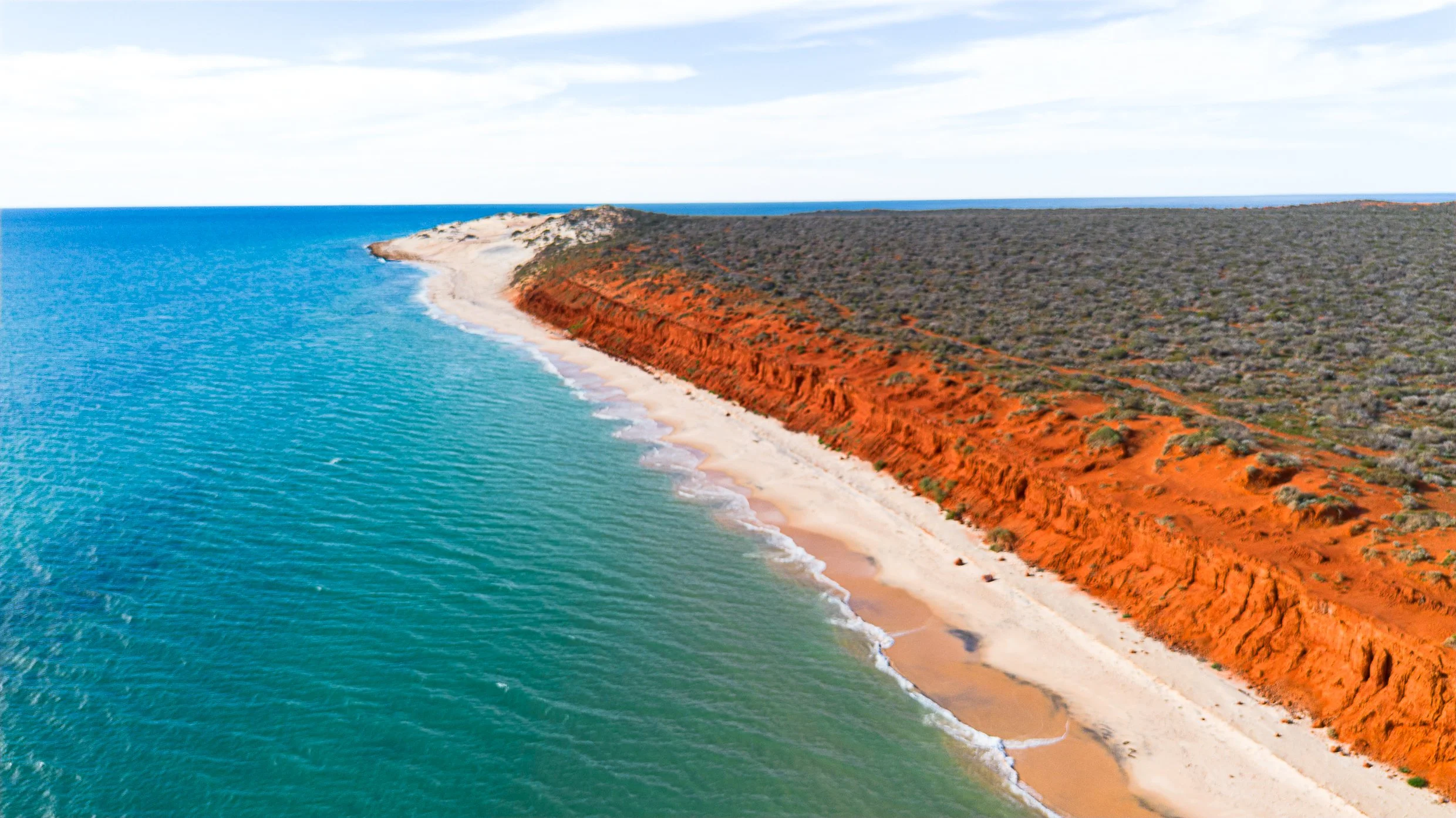 Ariel image of Bottle Bay in Francios Peron National Park in Shark Bay, WA