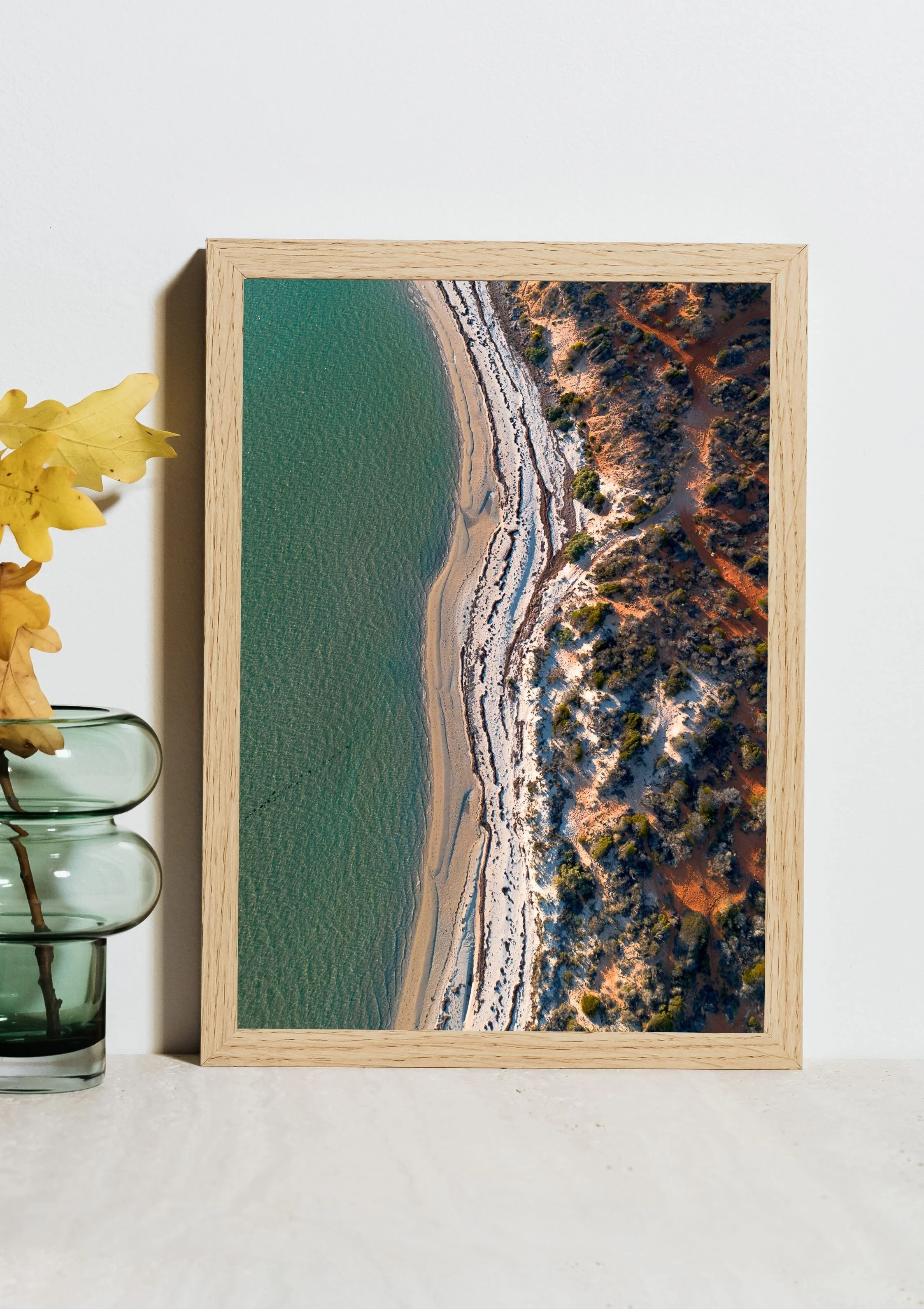 Ariel framed photograph of Netta's Beach in Shark Bay, WA