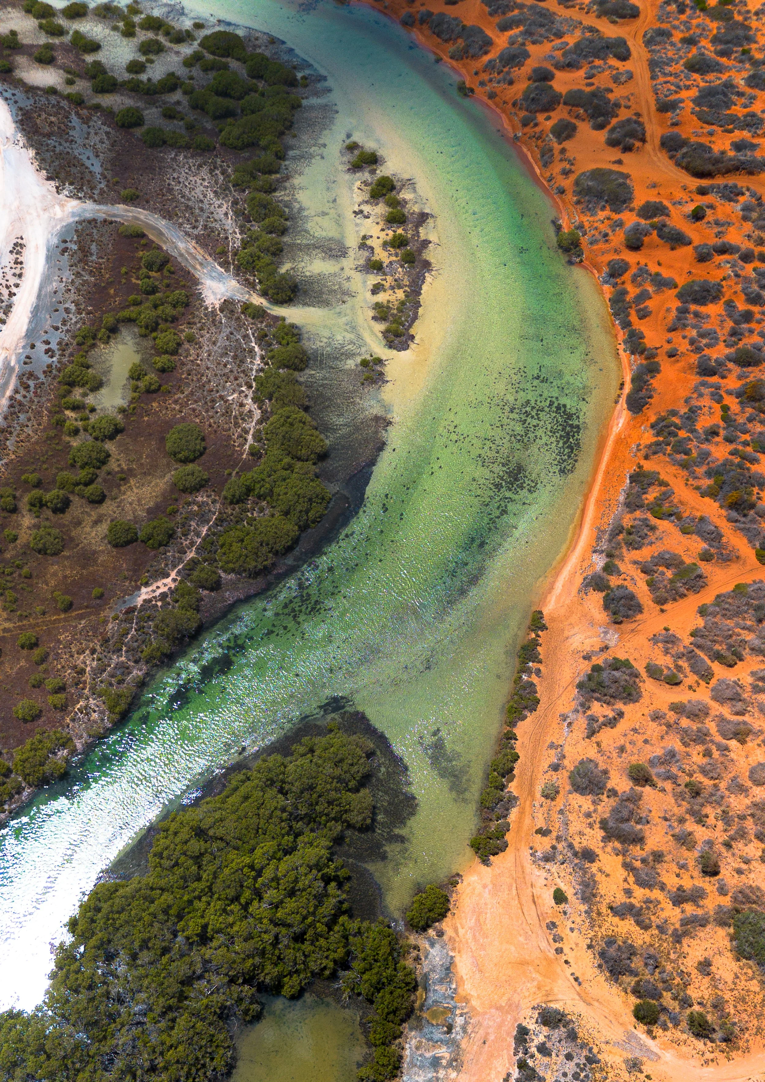 A3 Ariel print of Little Lagoon Creek in Denham, WA