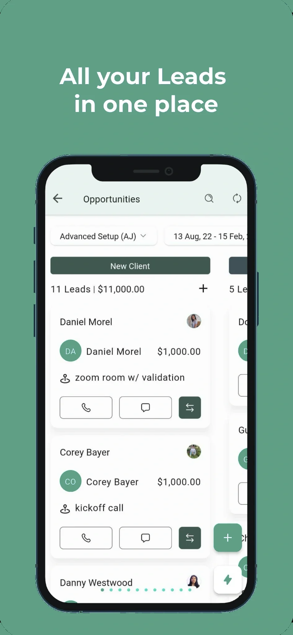 Mobile App Showing All Your Leads in One Place