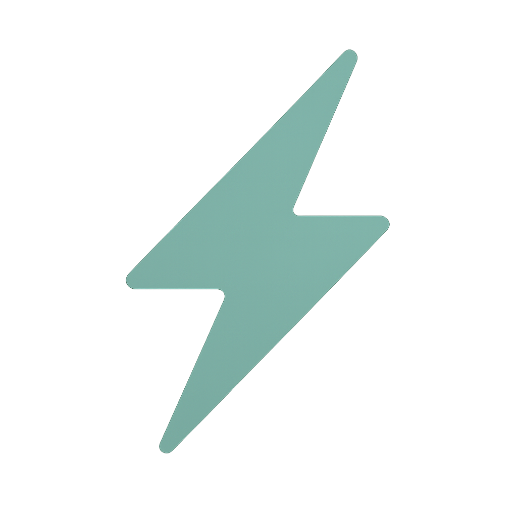 Light blue lightning bolt icon on a black background.