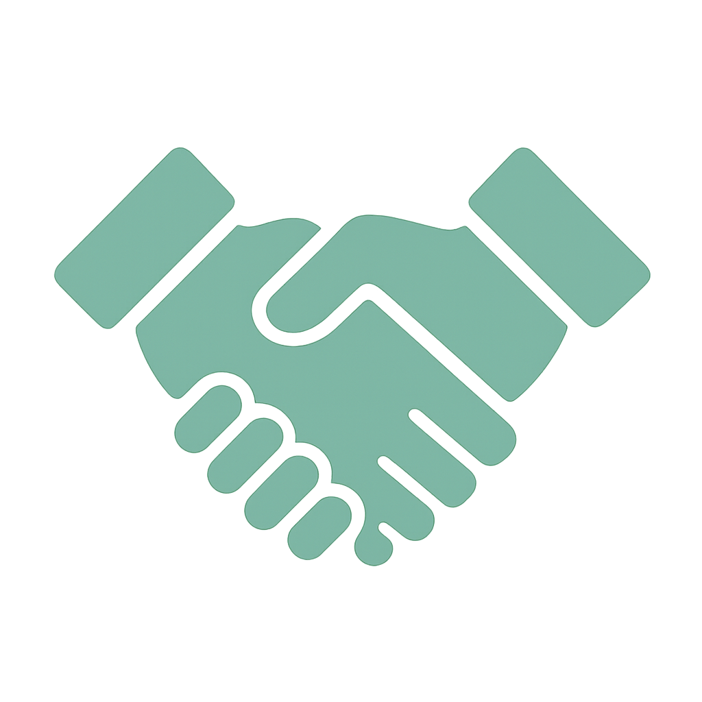 Illustration of a handshake, symbolizing agreement or partnership.
