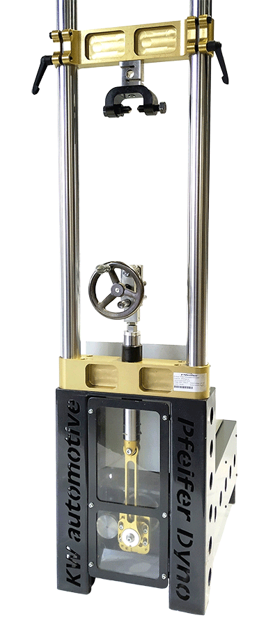 Stoßdämpfer Messgerät API Dyno5 mit Gold- und Silberteilen, für Ingenieurs Zwecke.