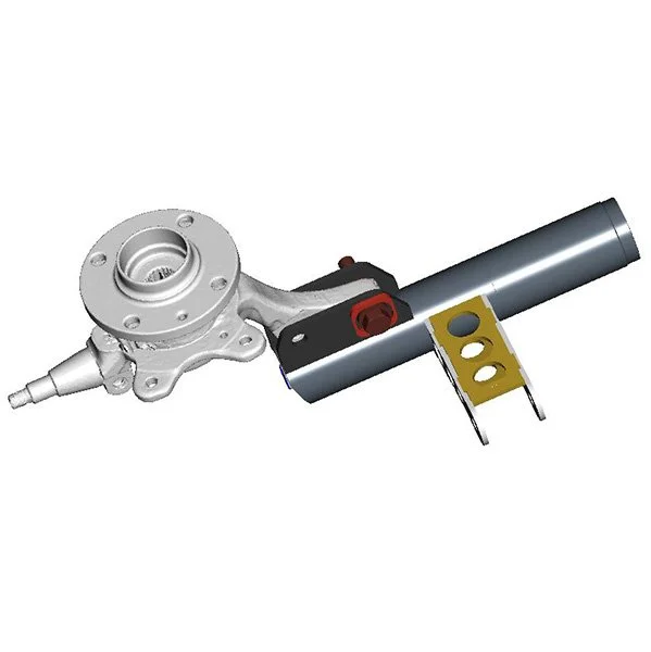 Maschinenteil mit Metallrohr, Befestigungselementen und einer rot gekennzeichneten Schraube