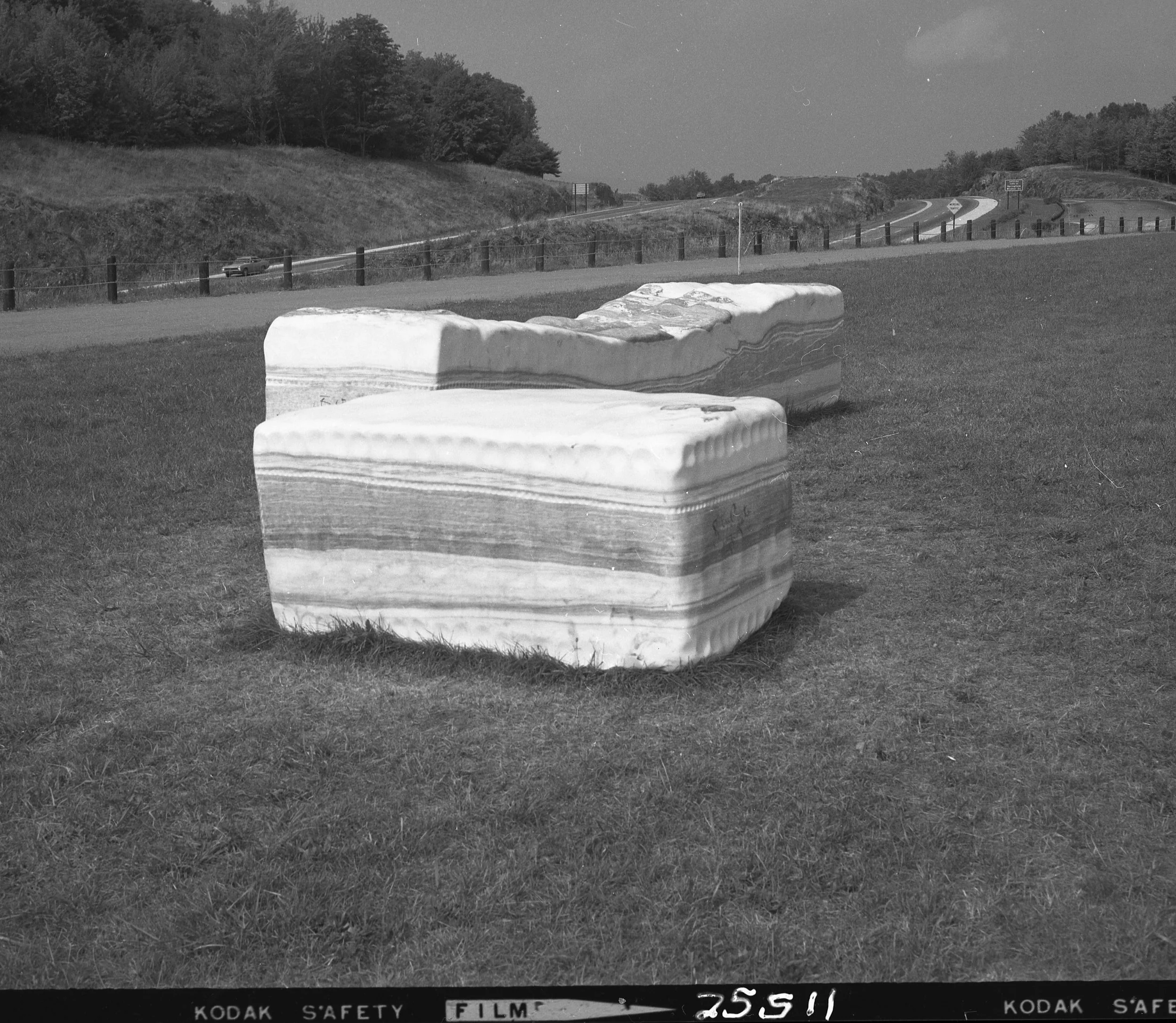 Karl Prantl, Austria. "Untitled". Original Installation, 1968, closed weigh station I 91 North between exits 6 and 7.