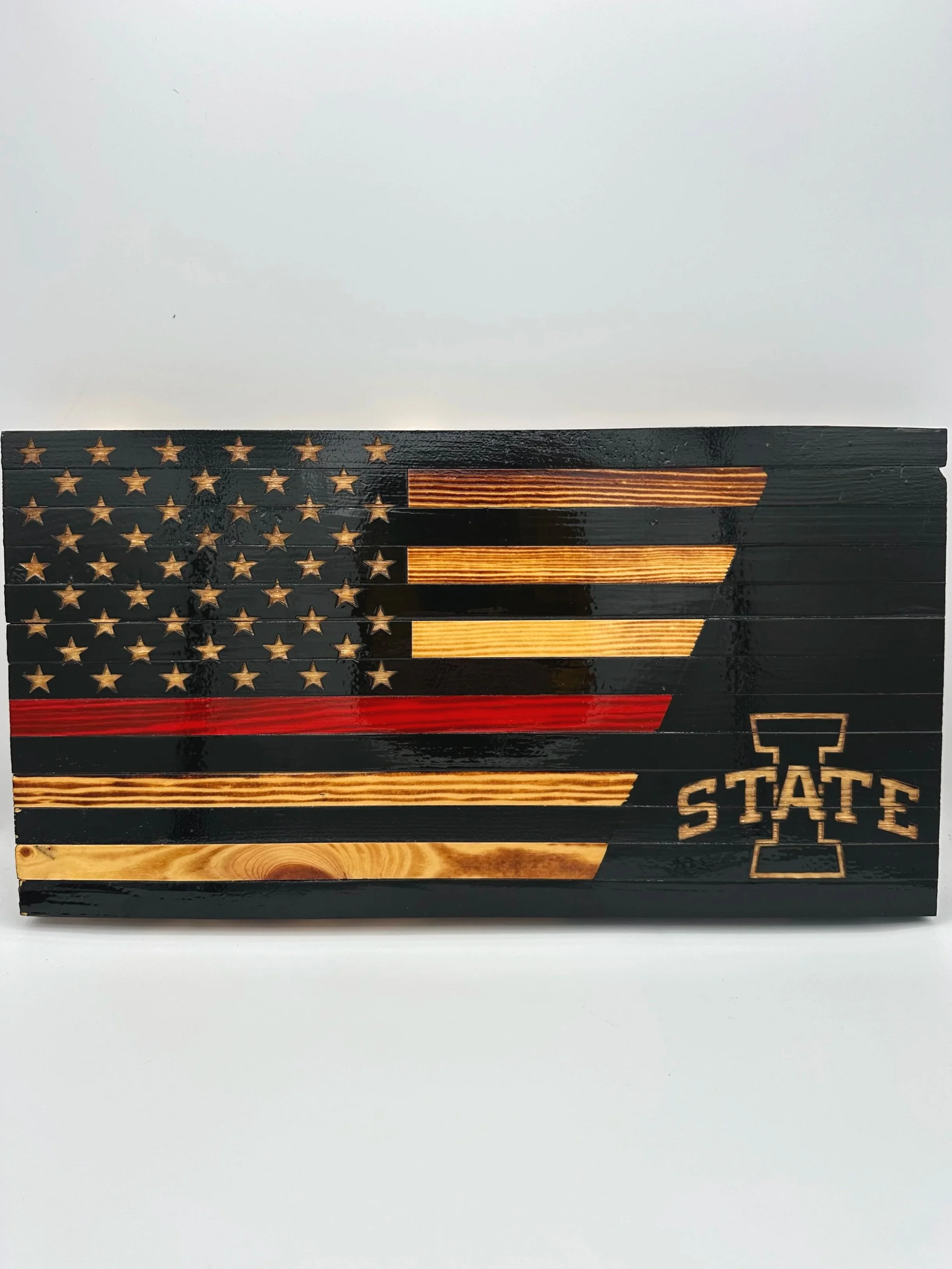 Iowa State Cyclones Wooden American Flag