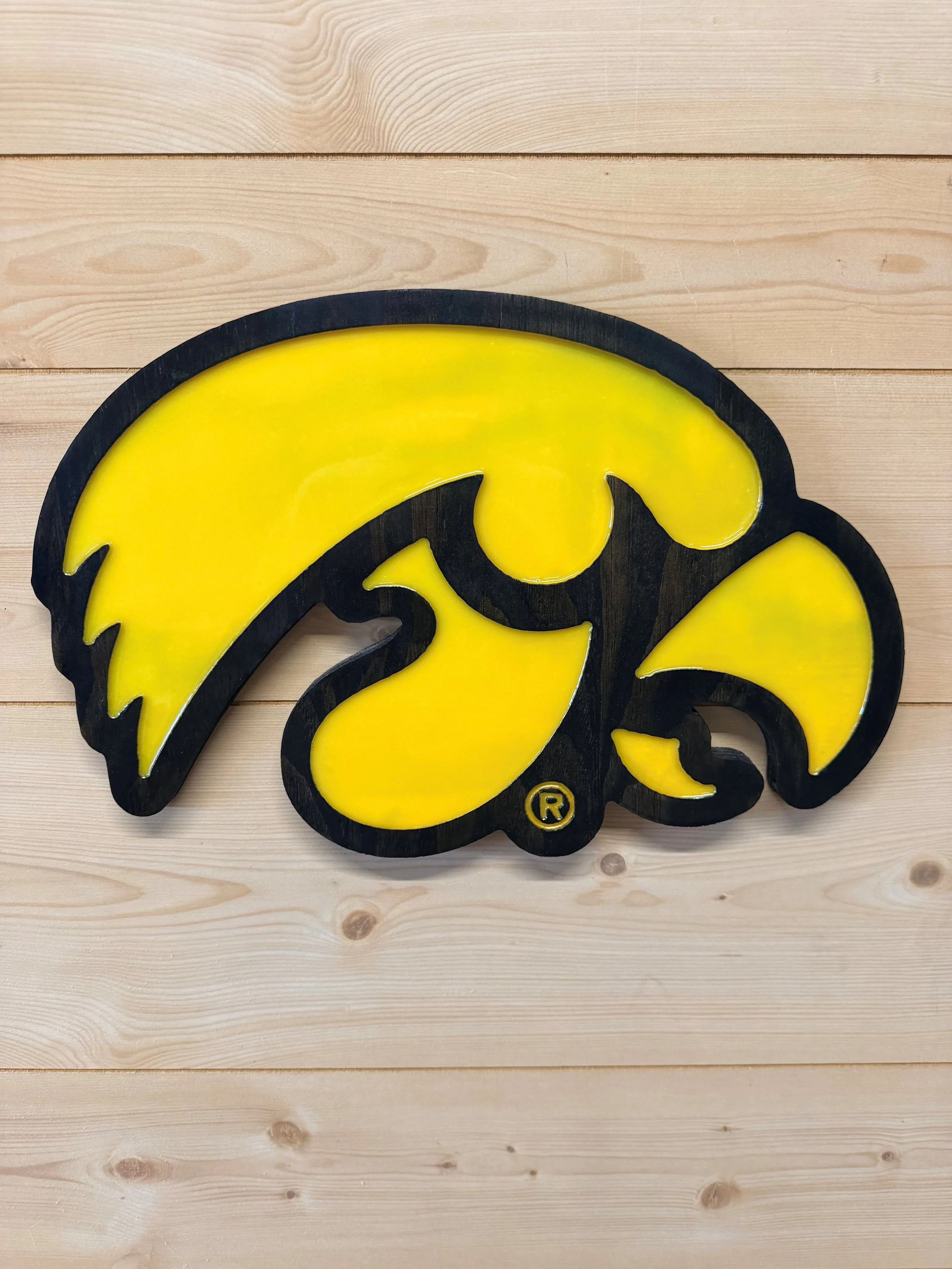 Iowa Hawkeye Wooden Epoxy Tigerhawk Wall Hanging