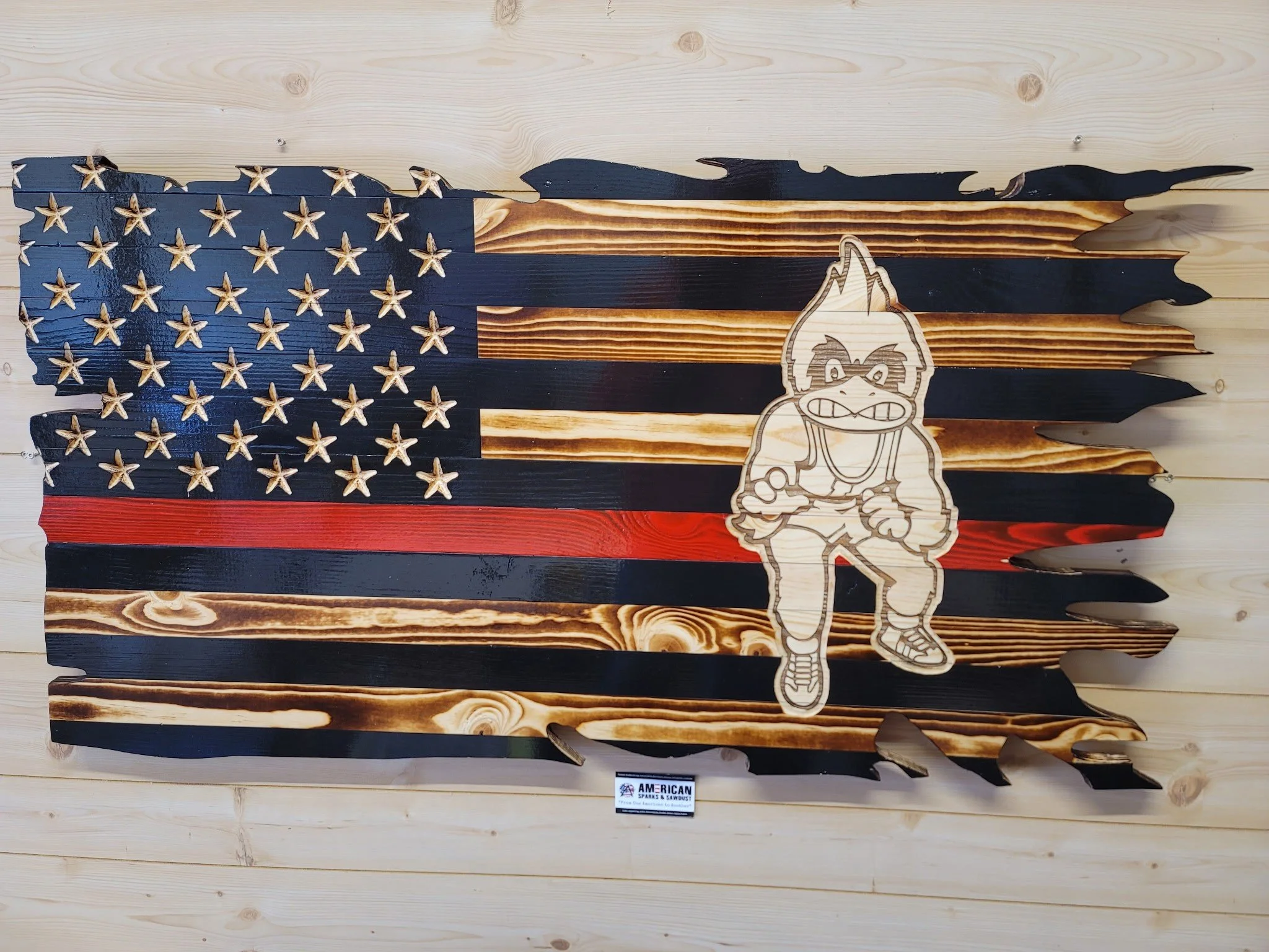 Iowa State Wrestling Tattered American Flag