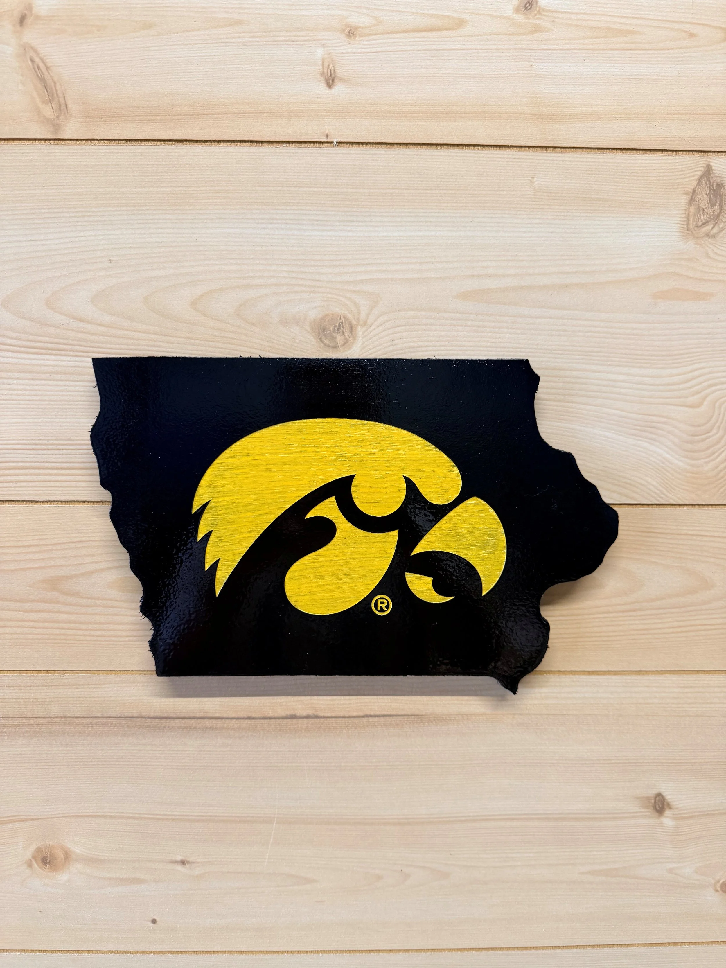 Iowa Hawkeye Tigerhawk Wooden State Wall Decor