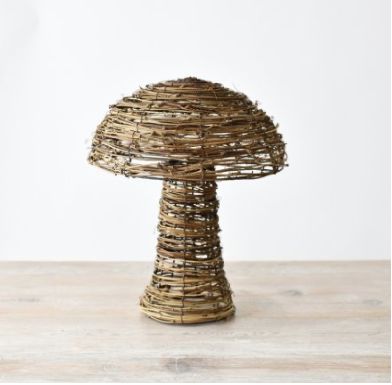 29cm Mushroom Shaped Rattan Deco