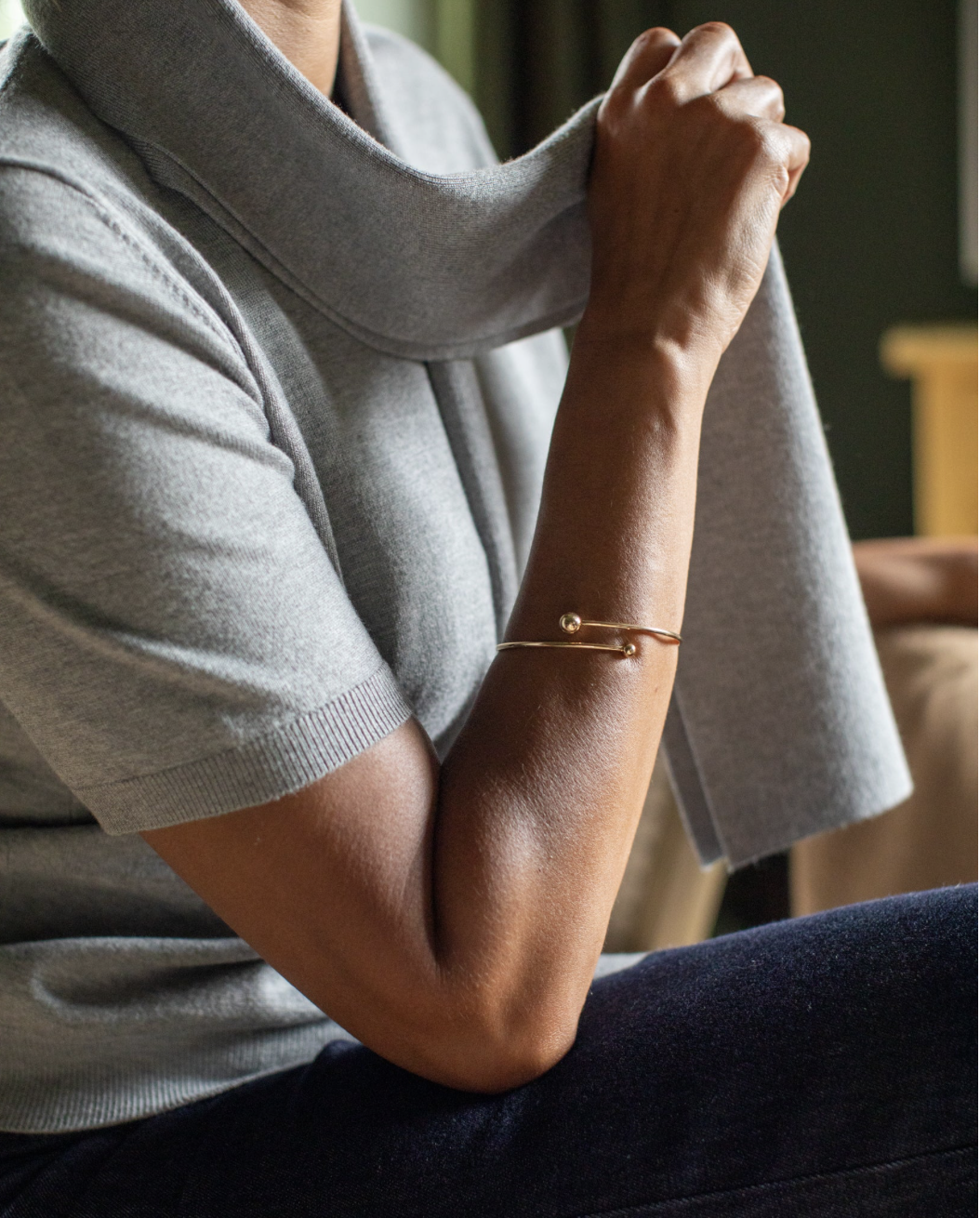 Chalk | Double Ball Bangle | Gold