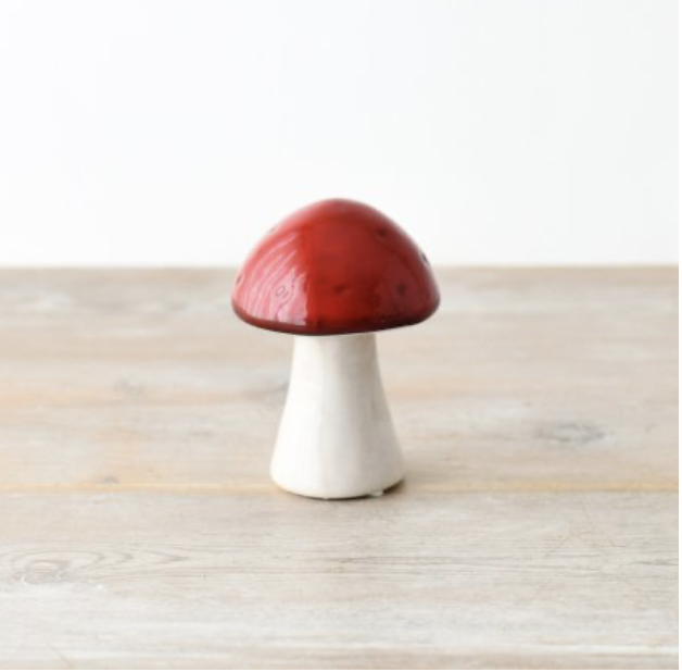 Ceramic Mushroom Ornament- Red