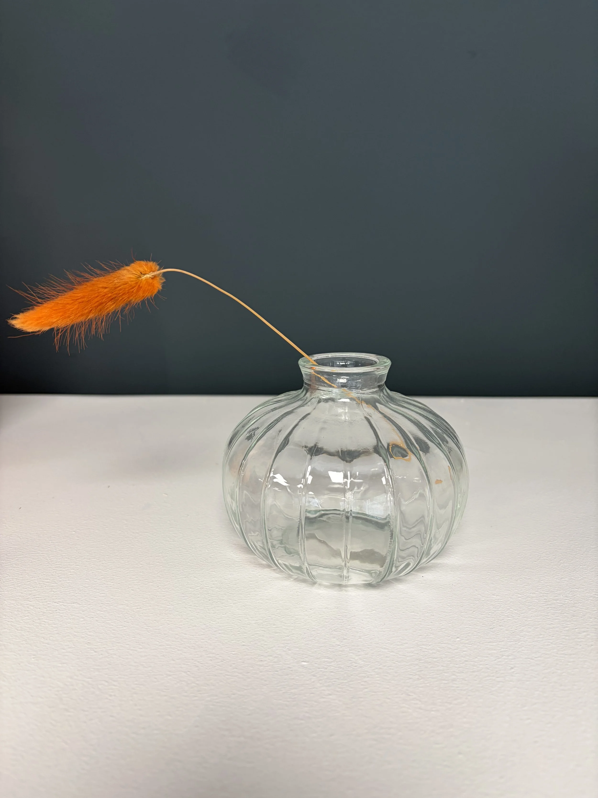 Small clear glass vase