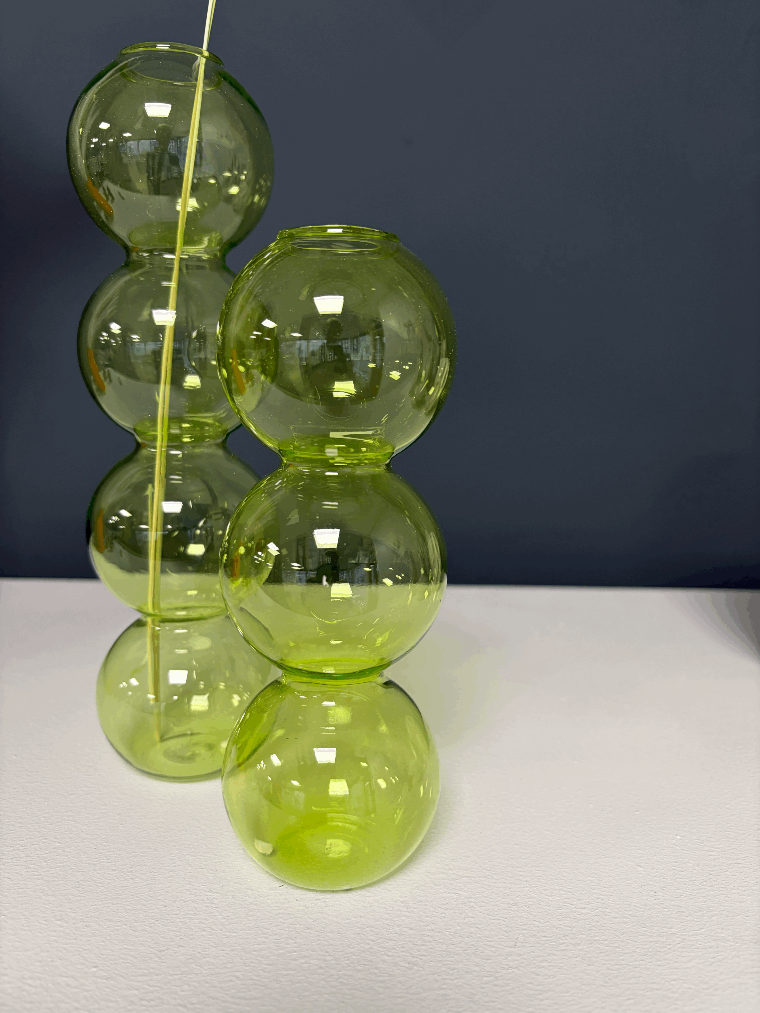 Green Glass Bubble Vase