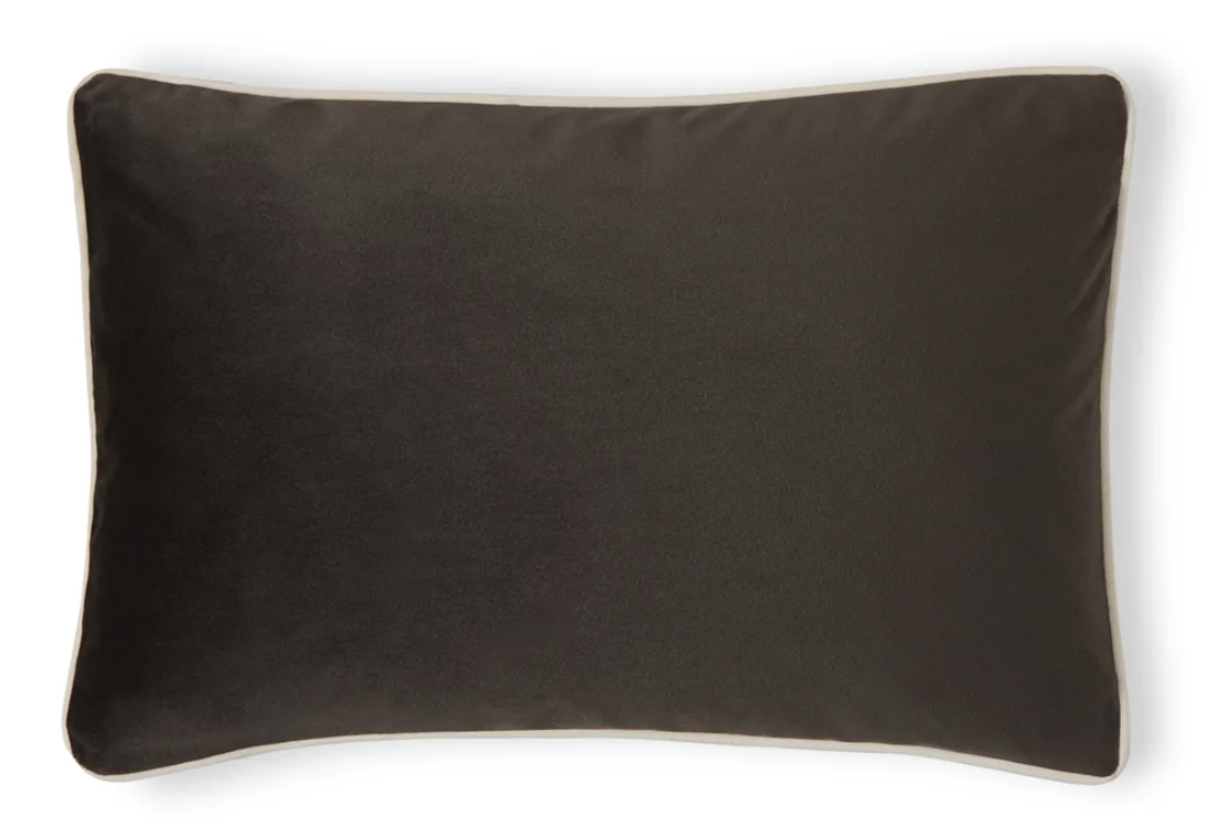 CHALK Bertie Small Oblong Cushion | Velvet | Mole\Oat Milk