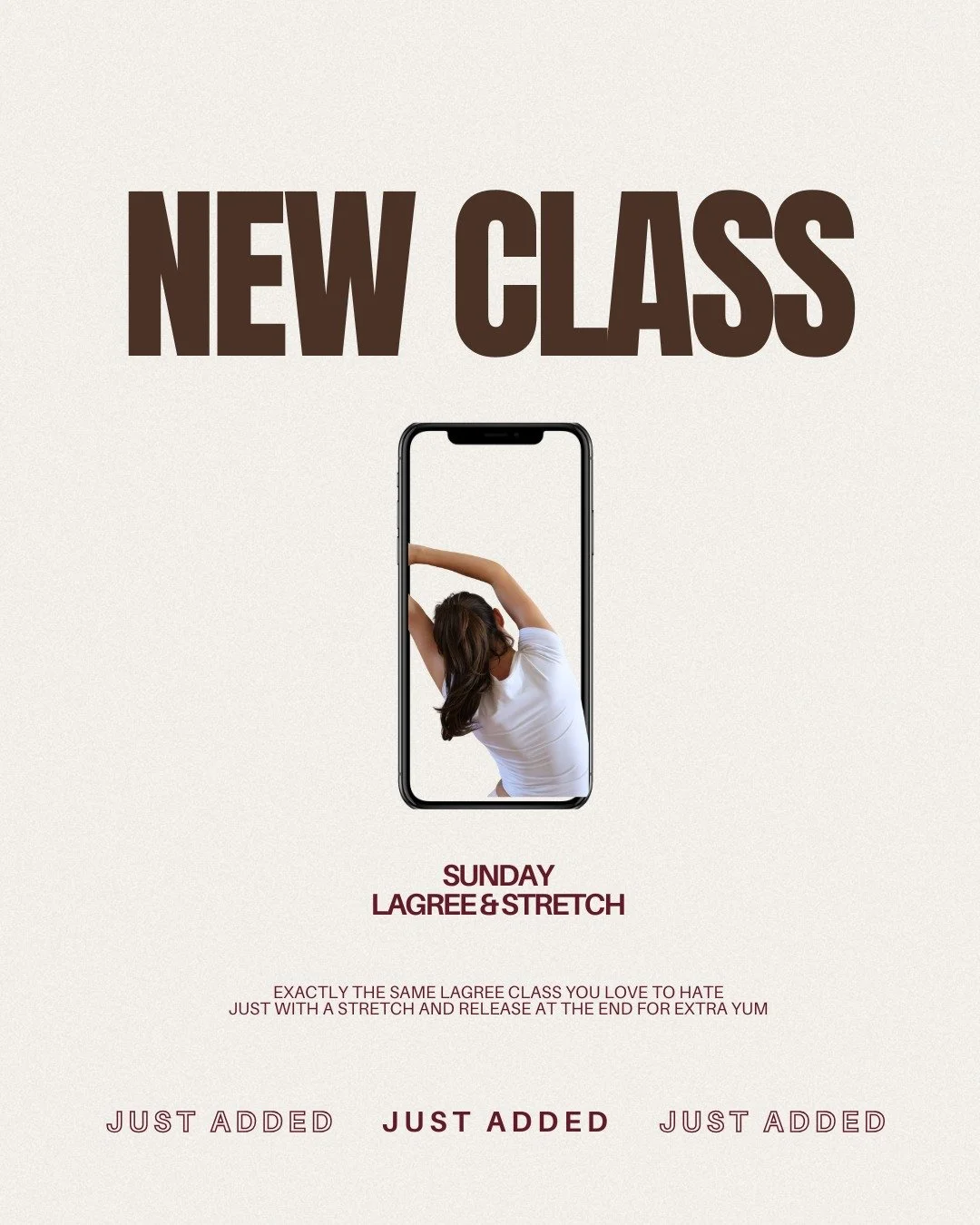 we've had some questions about the stretch situation on Sundays so let's introduce her properly. 

the goal was to keep the full body lagree experience of all our other class slots but add 5-10 mins of stretch and release with the beautiful cork trig