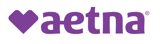 A purple heart symbol followed by the text 'aetna' in purple lowercase letters.
