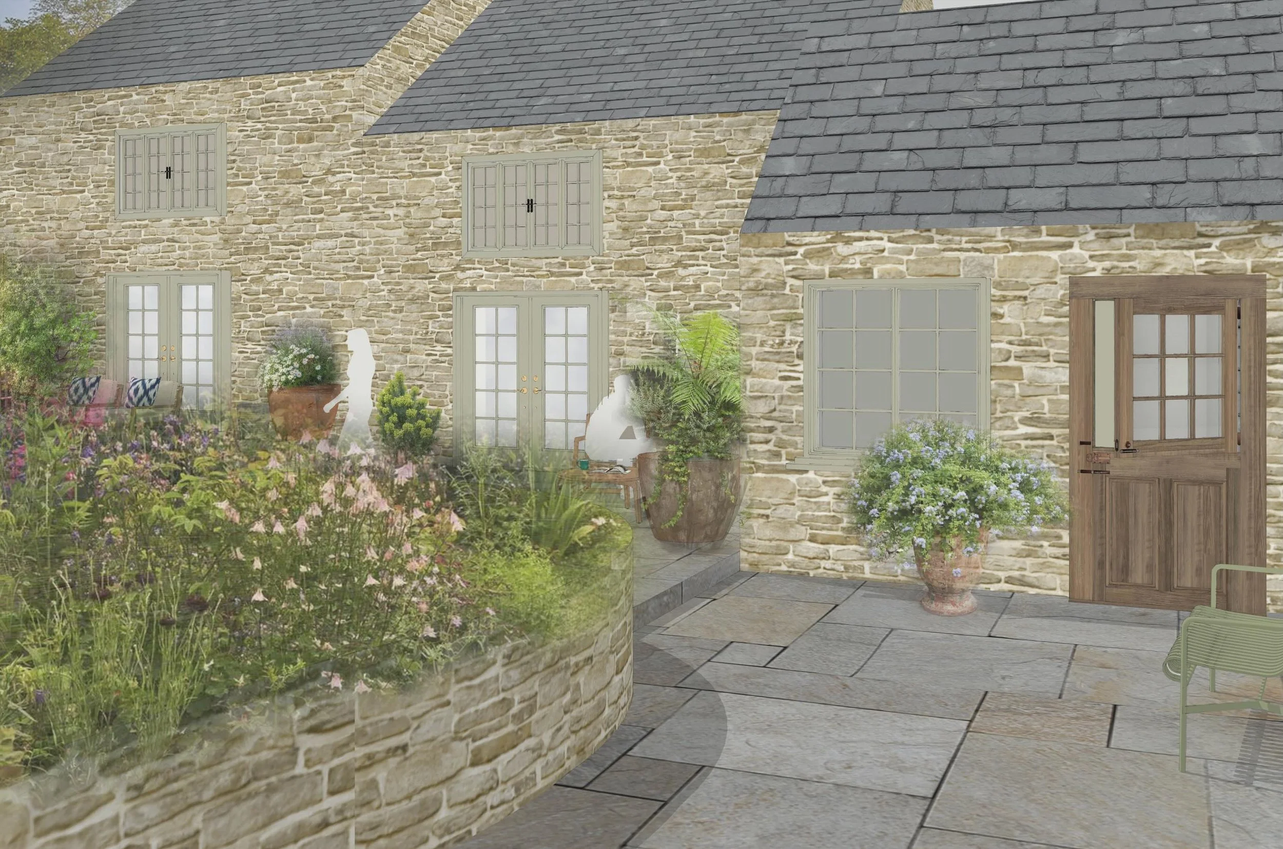 A few concept design visuals from a recently approved project near Malton.

Located within an Area of Outstanding Natural Beauty, the project responds to a new extension that impacts an existing retaining wall, creating an opportunity to rethink and 