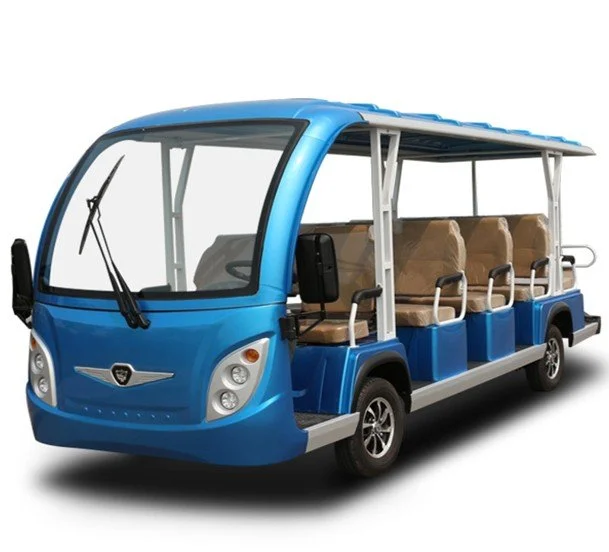 blue electric shuttle bus