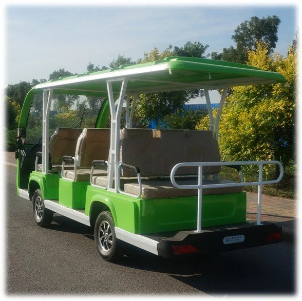 green electric shuttle bus