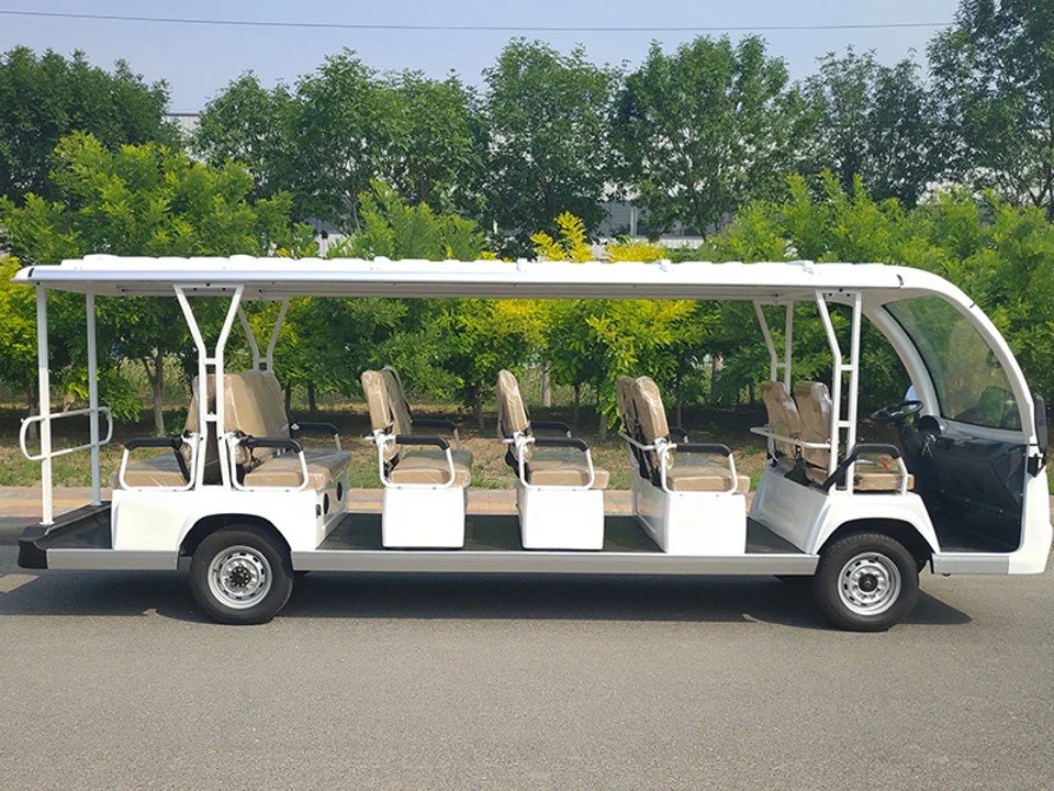 white electric shuttle bus