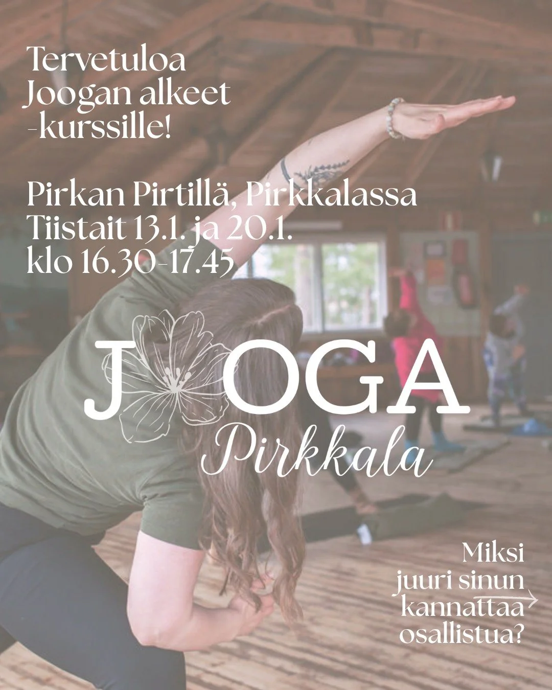 Onko arkesi hektist&auml; ja stressaavaa? Tuntuuko kehosi ja mielesi olevan ylikierroksilla, lihakset kirein&auml;? 
Kaipaatko keinoa rauhoittua ja lis&auml;t&auml; l&auml;sn&auml;oloa?🤍

Uudistuneella 2 kerran Joogan alkeet -kurssilla tutustumme ka