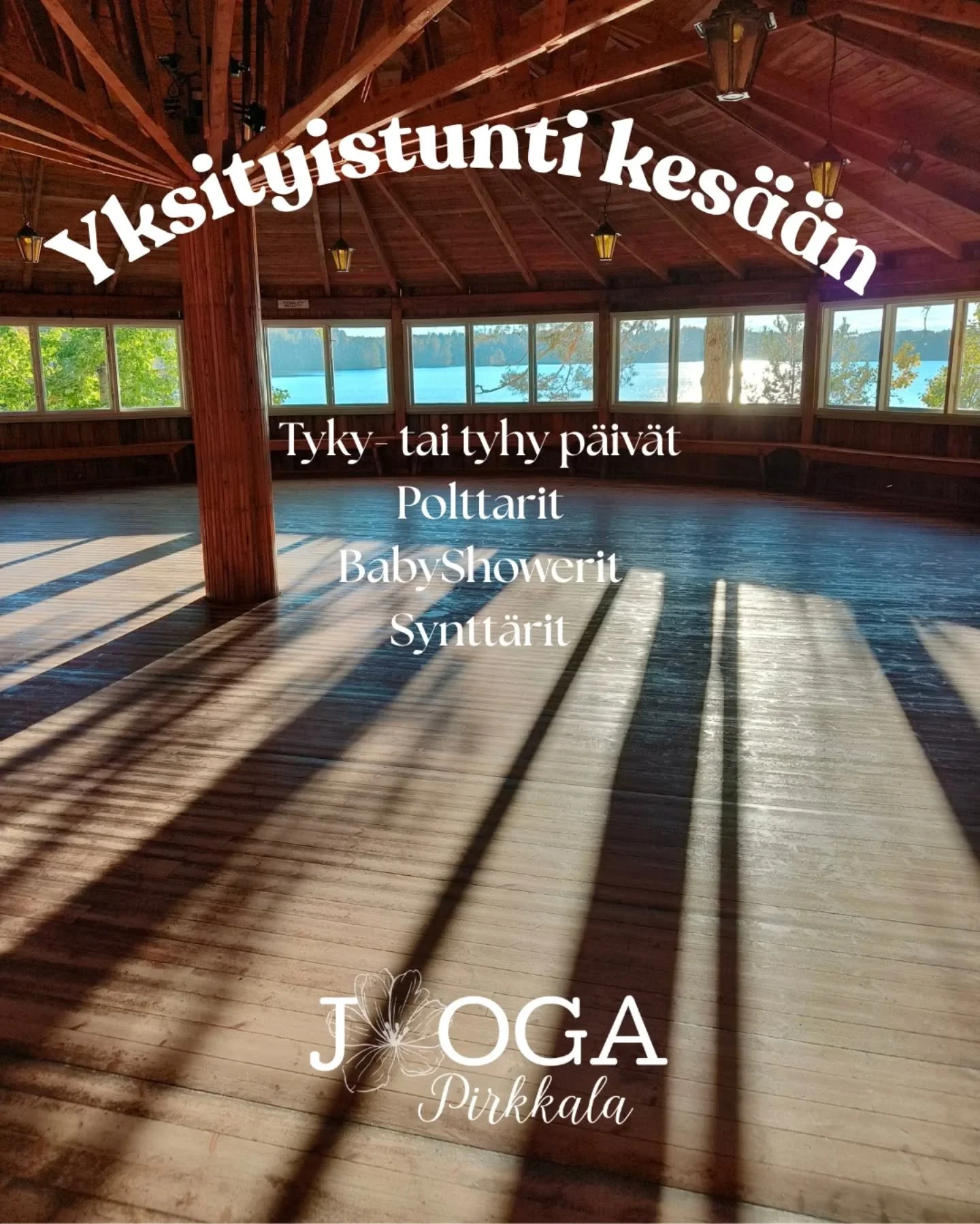 Yksityistunnit kes&auml;lle varataan nyt ☀️

Milt&auml; kuulostaisi upea kes&auml;ilta omalla porukalla esim Haikan Lavalla, upeissa j&auml;rvimaisemissa?

Haluatko j&auml;rjest&auml;&auml; yst&auml;v&auml;lle babyshowereille, syntt&auml;reille tai p