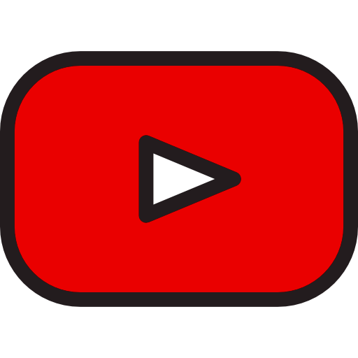 YouTube play button logo with a red background and black border.