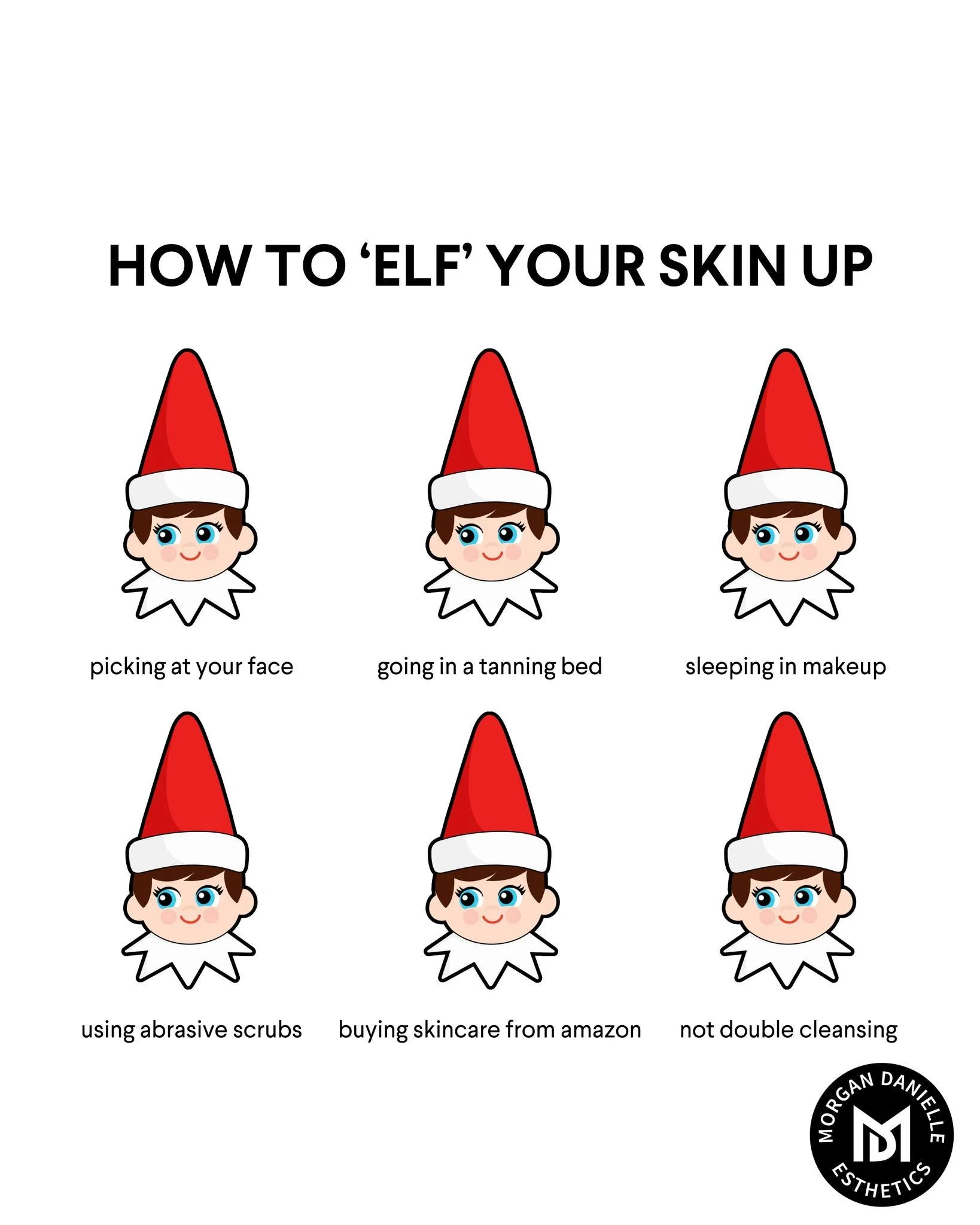 I get so many questions about skincare do&rsquo;s and don&rsquo;ts&hellip; so let&rsquo;s make it festive 🎄✨
Here are a few ways to totally &ldquo;elf&rdquo; your skin up&rdquo; this holiday season (aka&hellip; please don&rsquo;t 😅):

❌ Picking you