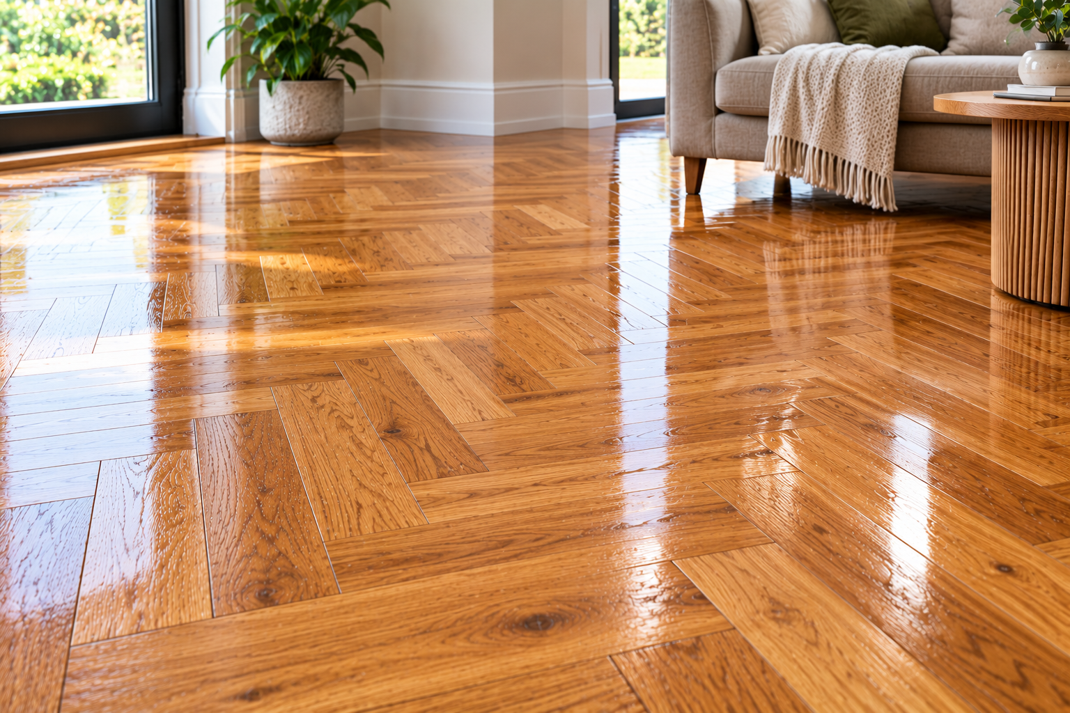 Glossy Herringbone Oak Living Space.png