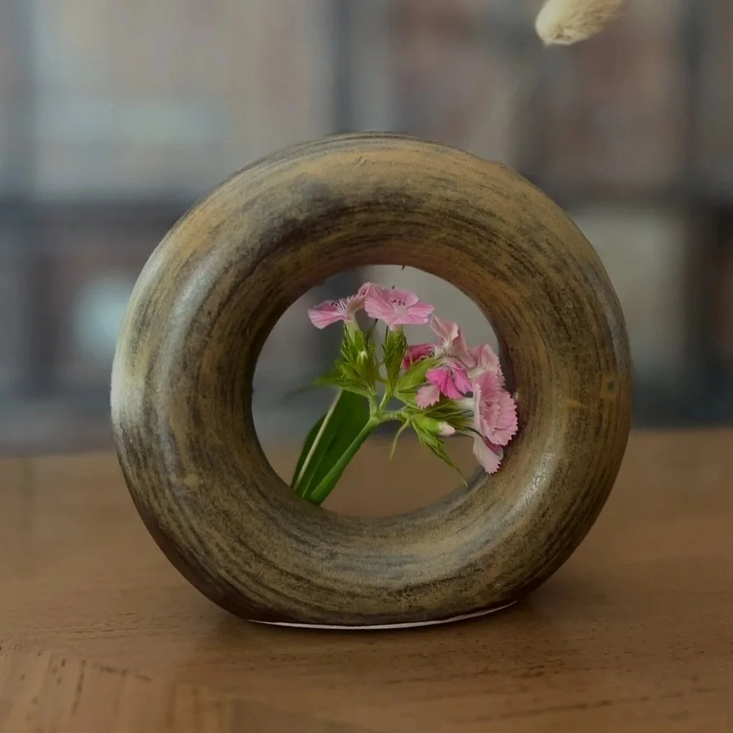 Golden Brown Donut Vase