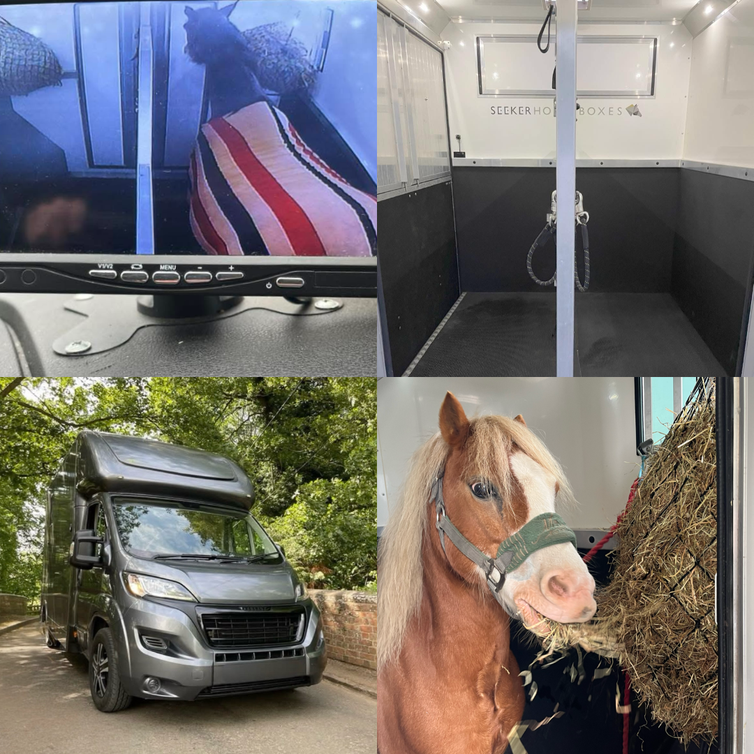 A collage of four images: showing tally-ho horse transport services