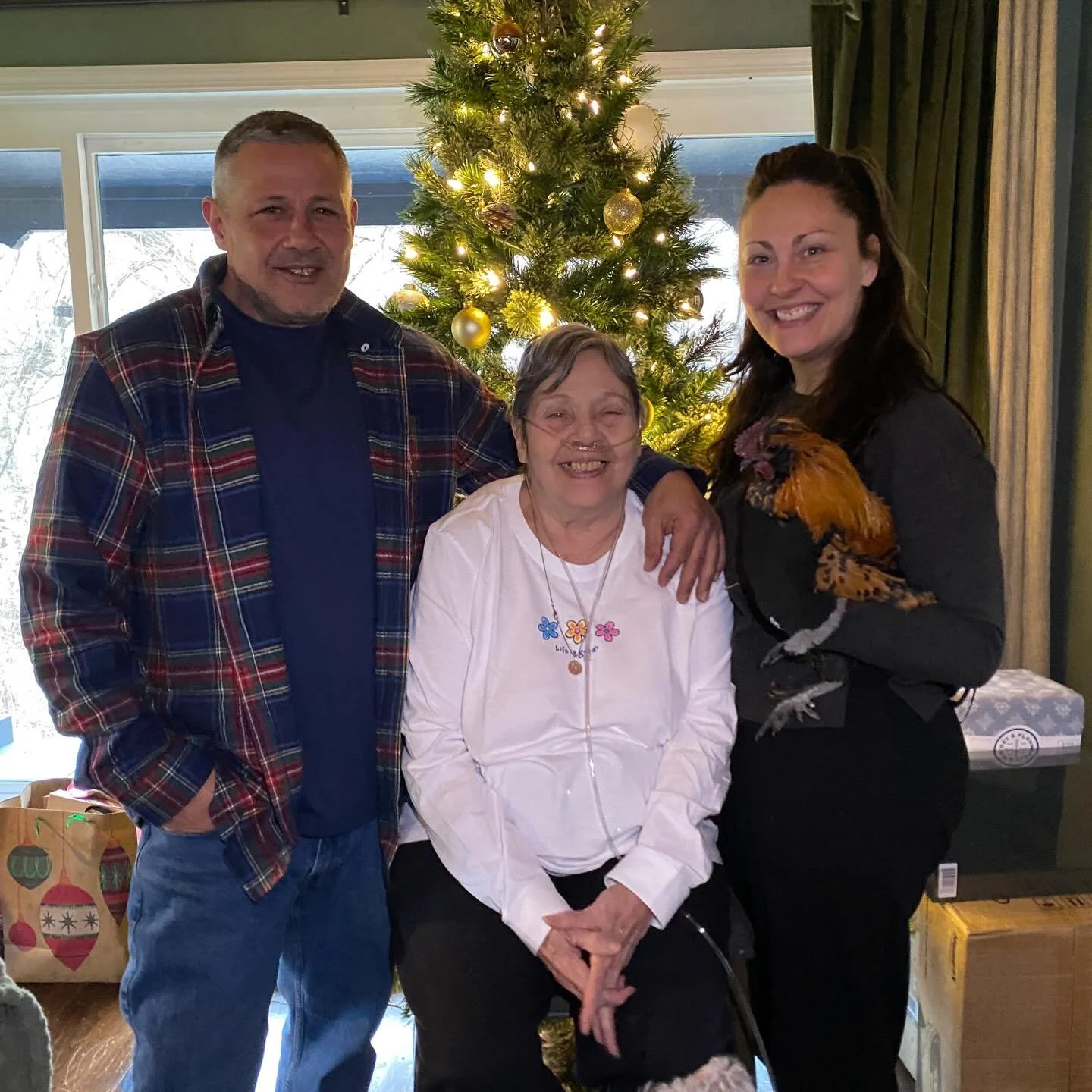 Never thought I&rsquo;d be holding a cock in my Christmas family photo 🤣🎄🎁🐔