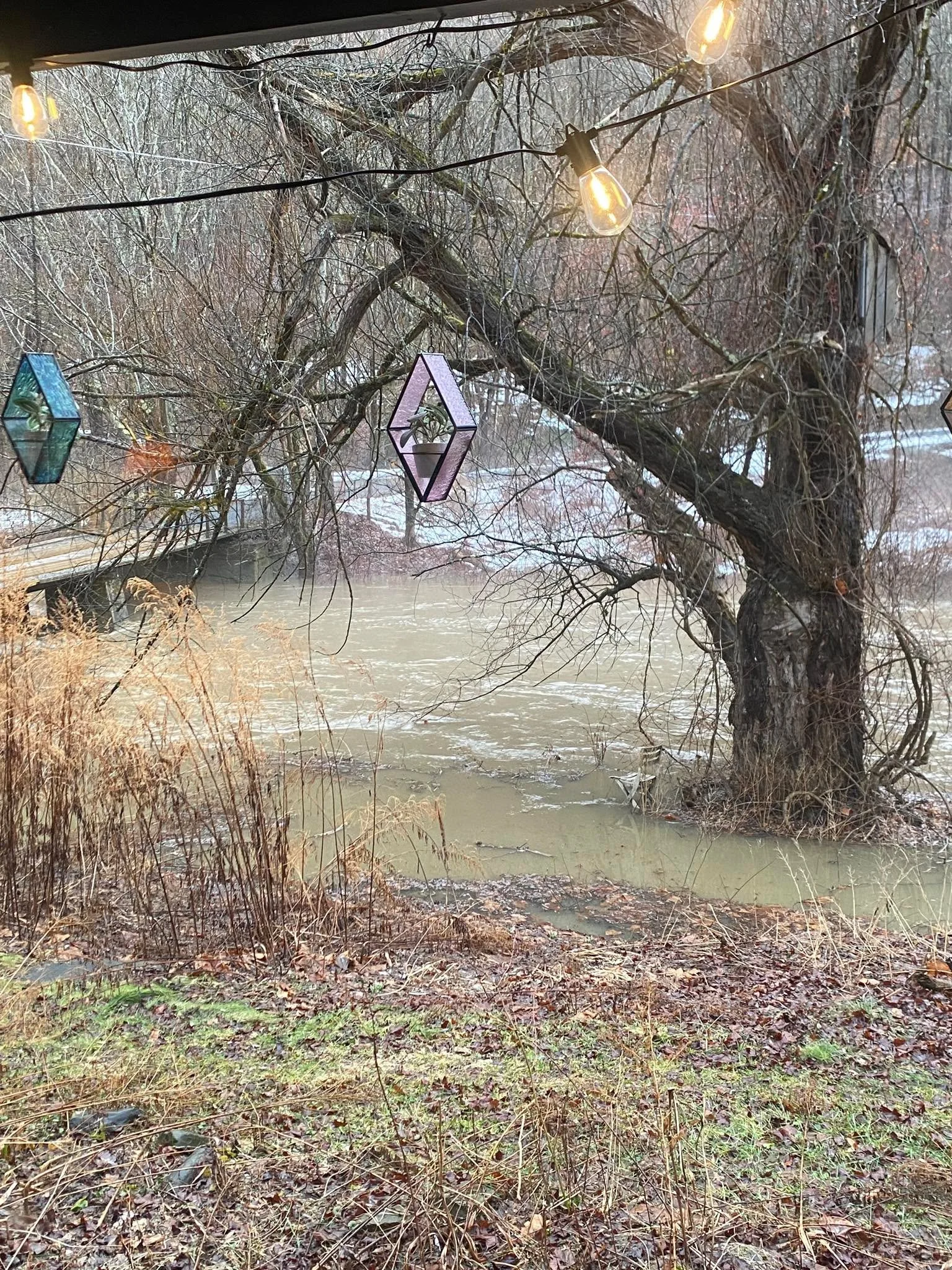 Level one flooding this morning! Live by a creek, we said. It&rsquo;s so beautiful 😬
